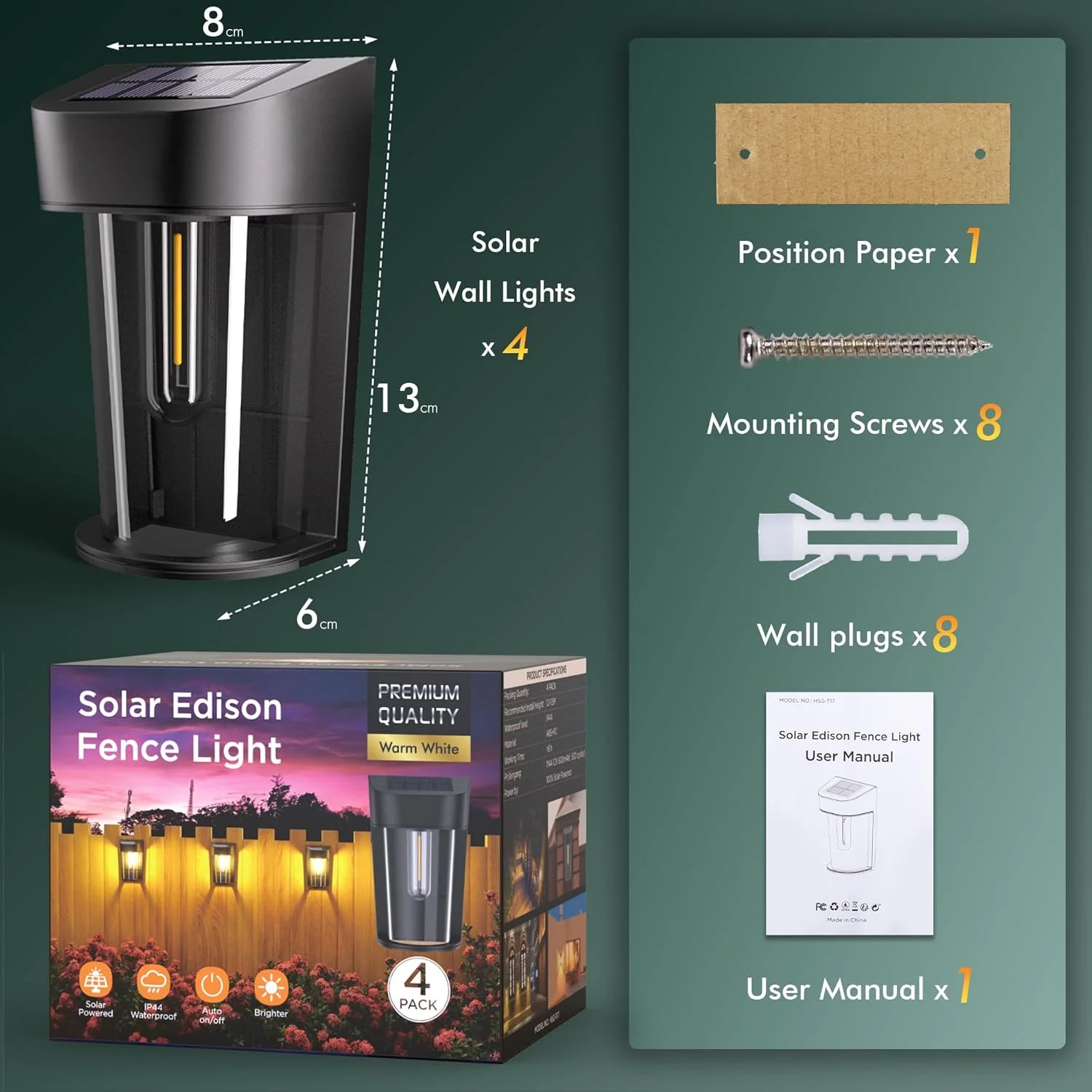 چراغ های خورشیدی حصار Quntis، بسته 4 عددی چراغ های دیواری خورشیدی باغ بیرونی، چراغ تزئینی ضد آب باغ، روشن/خاموش خودکار چراغ های حصار باغی یکپارچهسازی با سیستمعامل برای فضای باز، عرشه، پاسیو، پله ها، حیاط، مسیر، سفید گرم چراغ های خورشیدی حصار Quntis، بسته 4 عددی چراغ های دیواری خورشیدی باغ بیرونی، چراغ تزئینی ضد آب باغ، روشن/خاموش خودکار چراغ های حصار باغی یکپارچهسازی با سیستمعامل برای فضای باز، عرشه، پاسیو، پله ها، حیاط، مسیر، سفید گرم