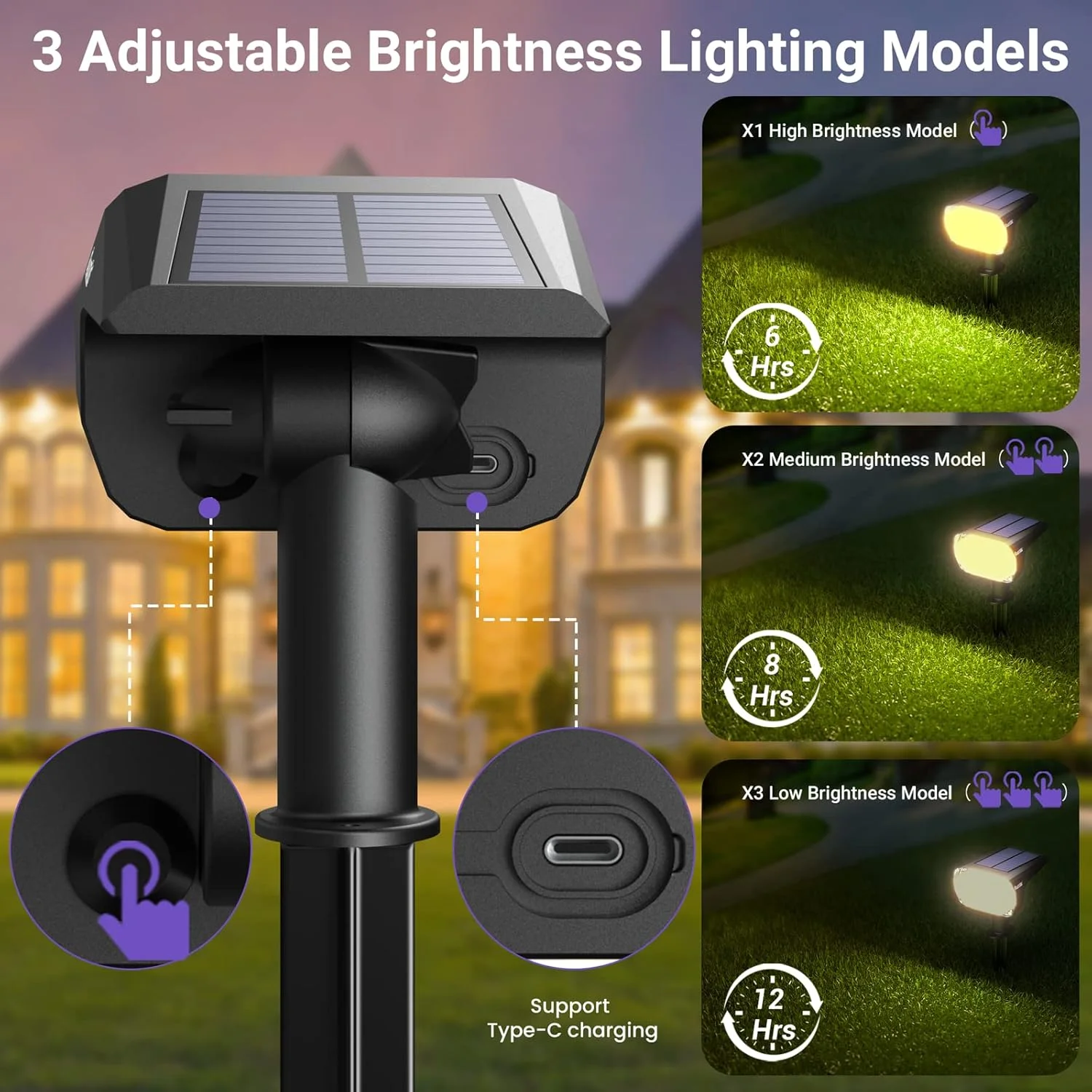 چراغ های نقطه ای خورشیدی 6 عددی Quntis، چراغ های باغی خورشیدی ضد آب IP65، 3 حالت، سفید گرم، کریستالی، باغ لوکس، فضای باز، باغ، استخر، حیاط، گاراژ چراغ های نقطه ای خورشیدی 6 عددی Quntis، چراغ های باغی خورشیدی ضد آب IP65، 3 حالت، سفید گرم، کریستالی، باغ لوکس، فضای باز، باغ، استخر، حیاط، گاراژ