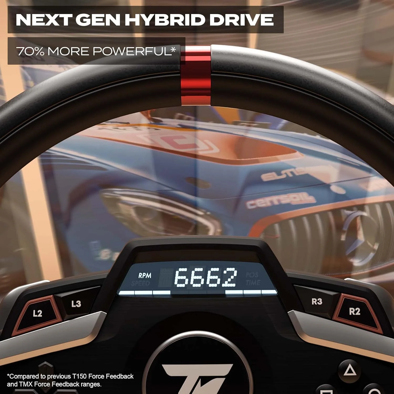 فرمان مسابقه و پدال های مغناطیسی Thrustmaster T248، درایو HYBRID، شیفترهای پدال مغناطیسی، بازخورد نیروی پویا، صفحه نمایش با اطلاعات مسابقه (PS5، PS4، PC)