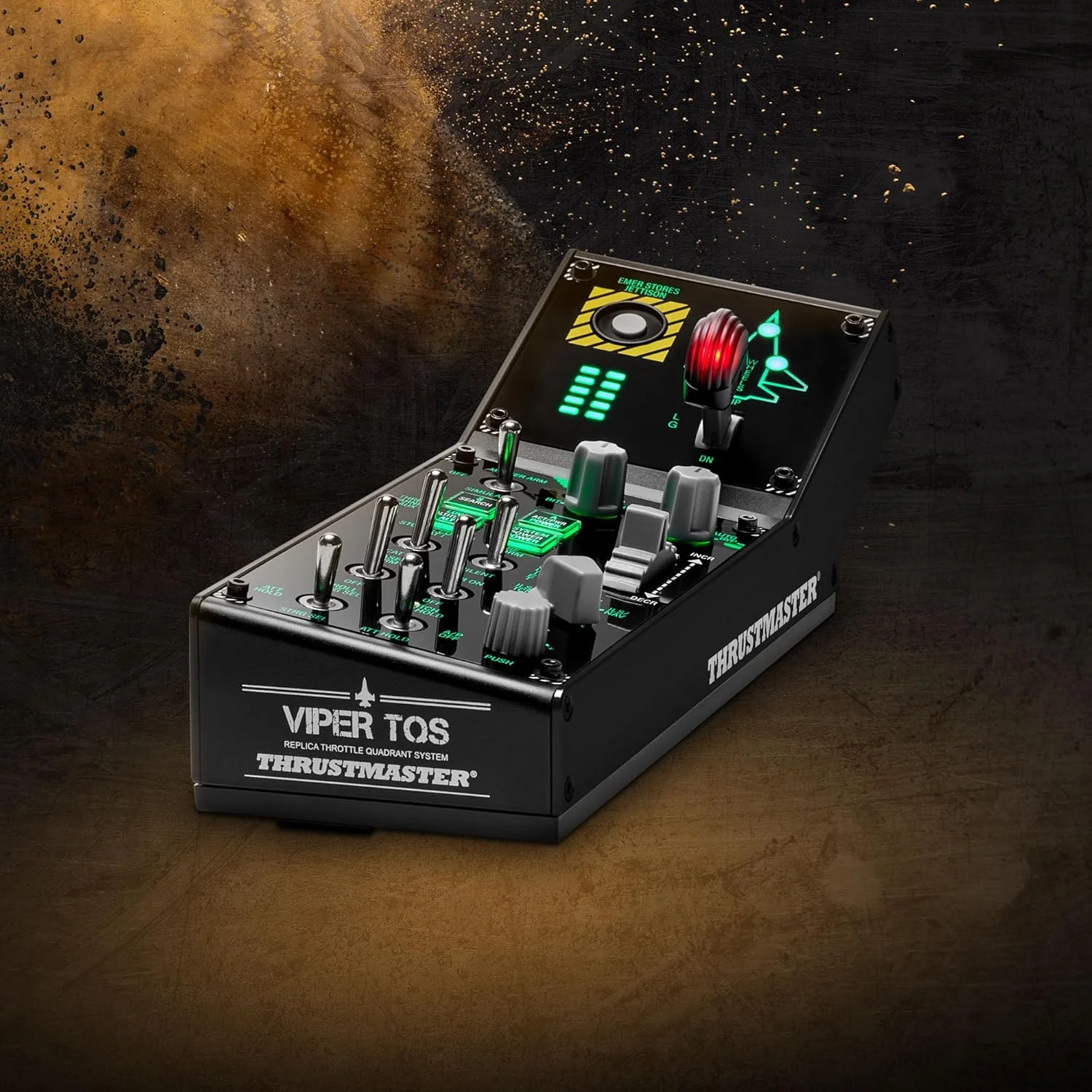 پنل Thrustmaster Viper: پنل کنترل با نور پس زمینه، برای استفاده با Viper TQS یا به صورت مستقل، 43 دکمه فلزی، رهاسازی مهمات، تریم، ارابه فرود، دارای مجوز از نیروی هوایی ایالات متحده (PC)