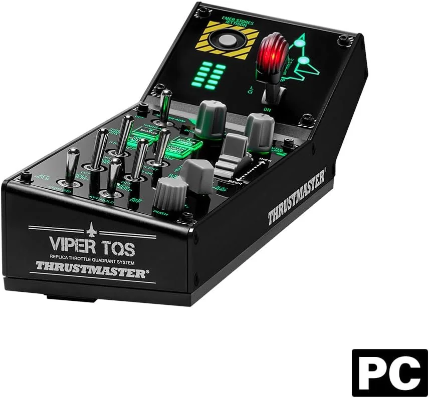 پنل Thrustmaster Viper: پنل کنترل با نور پس زمینه، برای استفاده با Viper TQS یا به صورت مستقل، 43 دکمه فلزی، رهاسازی مهمات، تریم، ارابه فرود، دارای مجوز از نیروی هوایی ایالات متحده (PC)