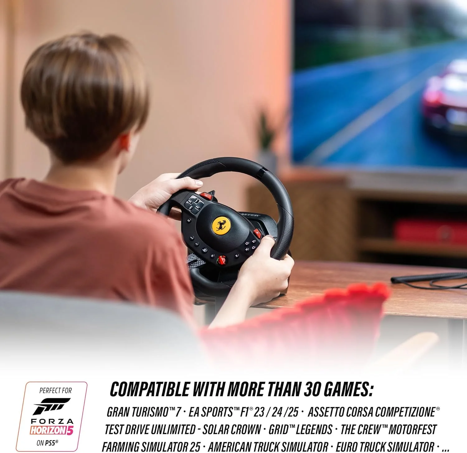 فرمان مسابقه Thrustmaster T98 Ferrari 296 GTB برای PS5، PS4، PC