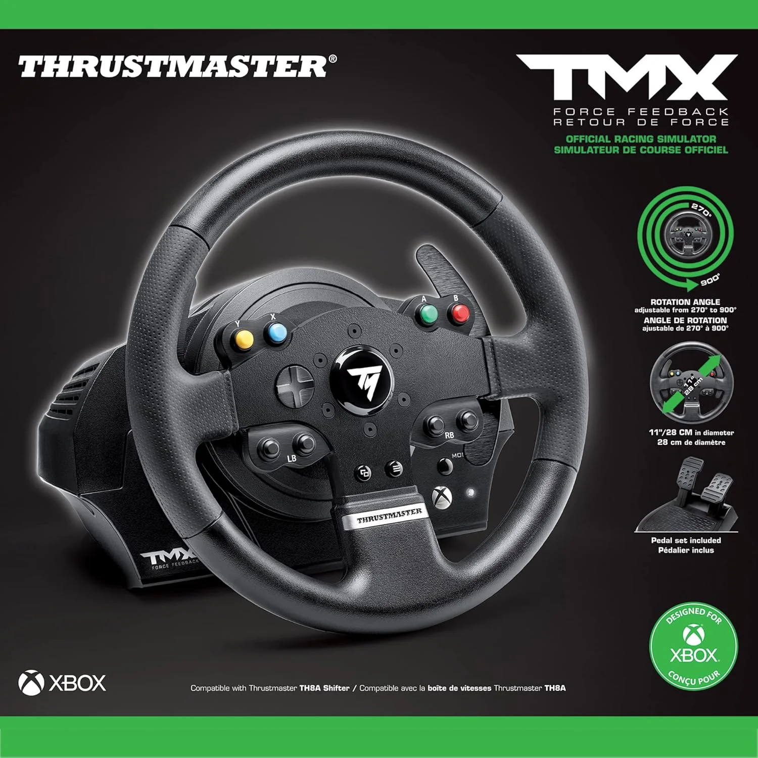 فرمان مسابقه Thrustmaster Tmx Force Feedback (بازسازی شده) برای ویندوز و ایکس باکس وان