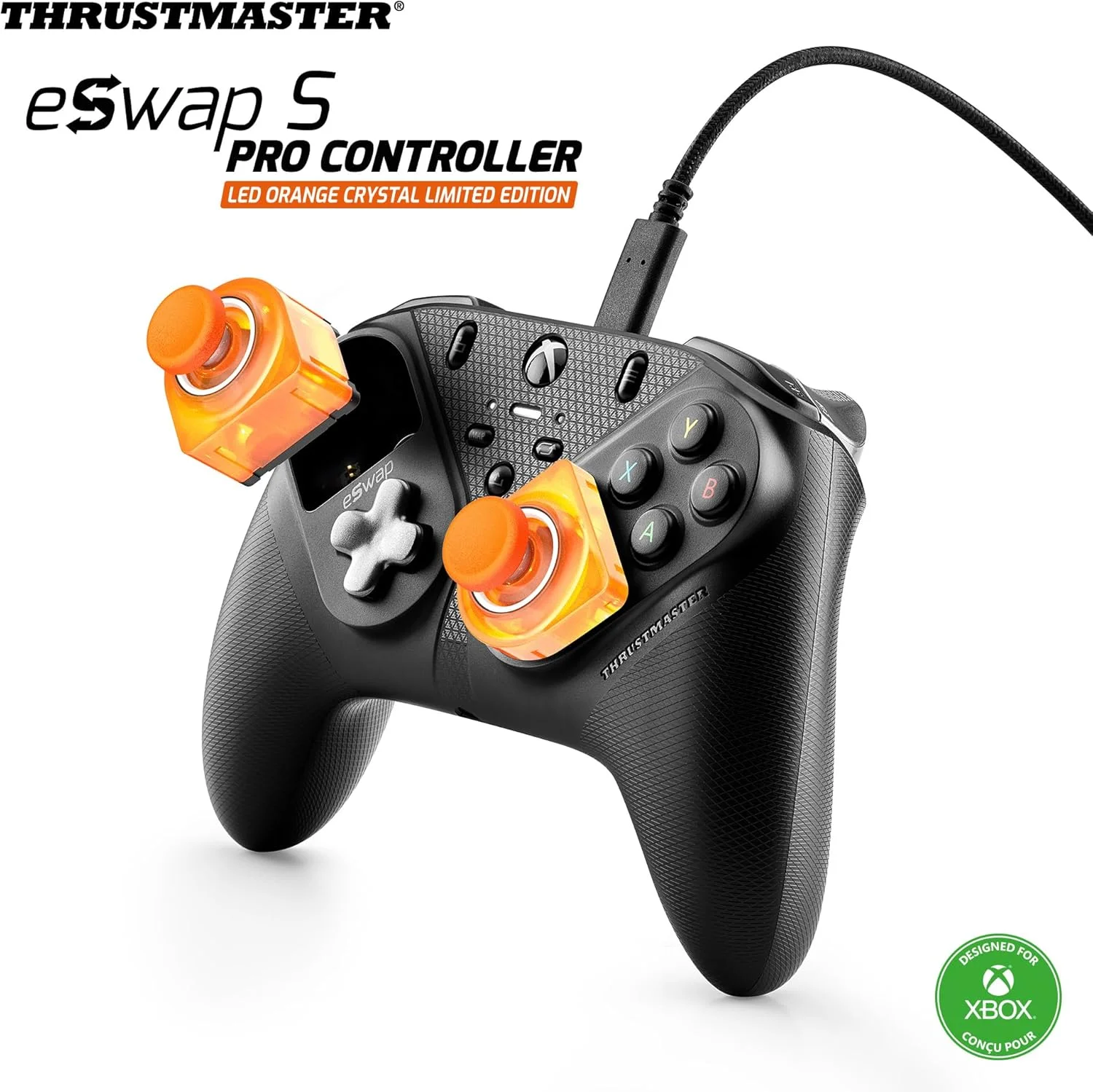 دسته بازی Thrustmaster ESWAP S PRO CONTROLLER LED ORANGE CRYSTAL نسخه محدود، دارای مجوز رسمی برای Xbox Series X|S - انحصاری آمازون