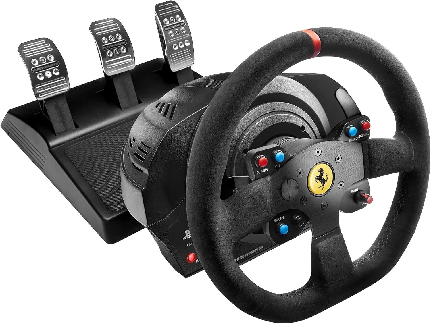 فرمان مسابقه Thrustmaster T300 Ferrari Integral Alcantara Edition، فرمان مسابقه و 3 پدال، PS5، PS4 و PC، روکش آلکانترا، فیدبک نیرو، موتور براشلس، فرمان قابل تعویض