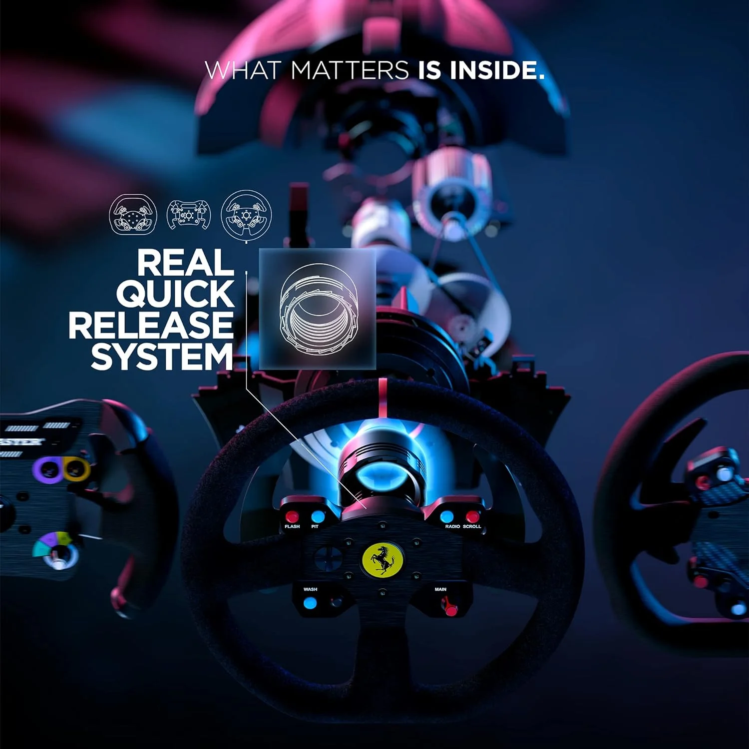 فرمان مسابقه Thrustmaster T300 Ferrari Integral Alcantara Edition، فرمان مسابقه و 3 پدال، PS5، PS4 و PC، روکش آلکانترا، فیدبک نیرو، موتور براشلس، فرمان قابل تعویض
