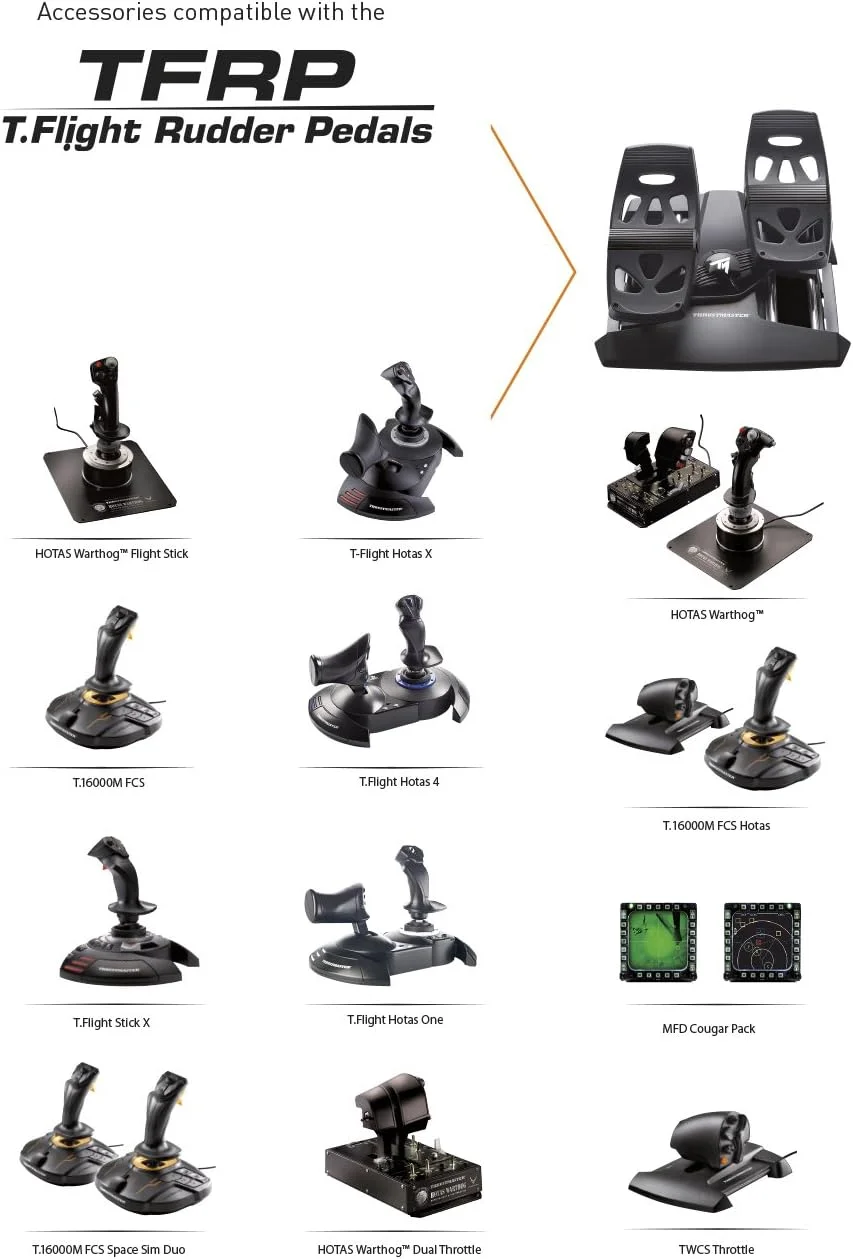 پدال های رادر Thrustmaster TFRP (ویندوز، XBOX Series X/S، One، PS5، PS4)