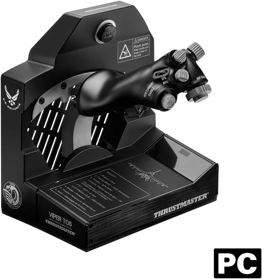 سیستم دریچه گاز فلزی Thrustmaster Viper TQS برای کامپیوتر، دقت اثر هال، 21 دکمه اکشن، 5 محور، عملکردهای نمادین Chaff/Flare، دارای مجوز از نیروی هوایی ایالات متحده