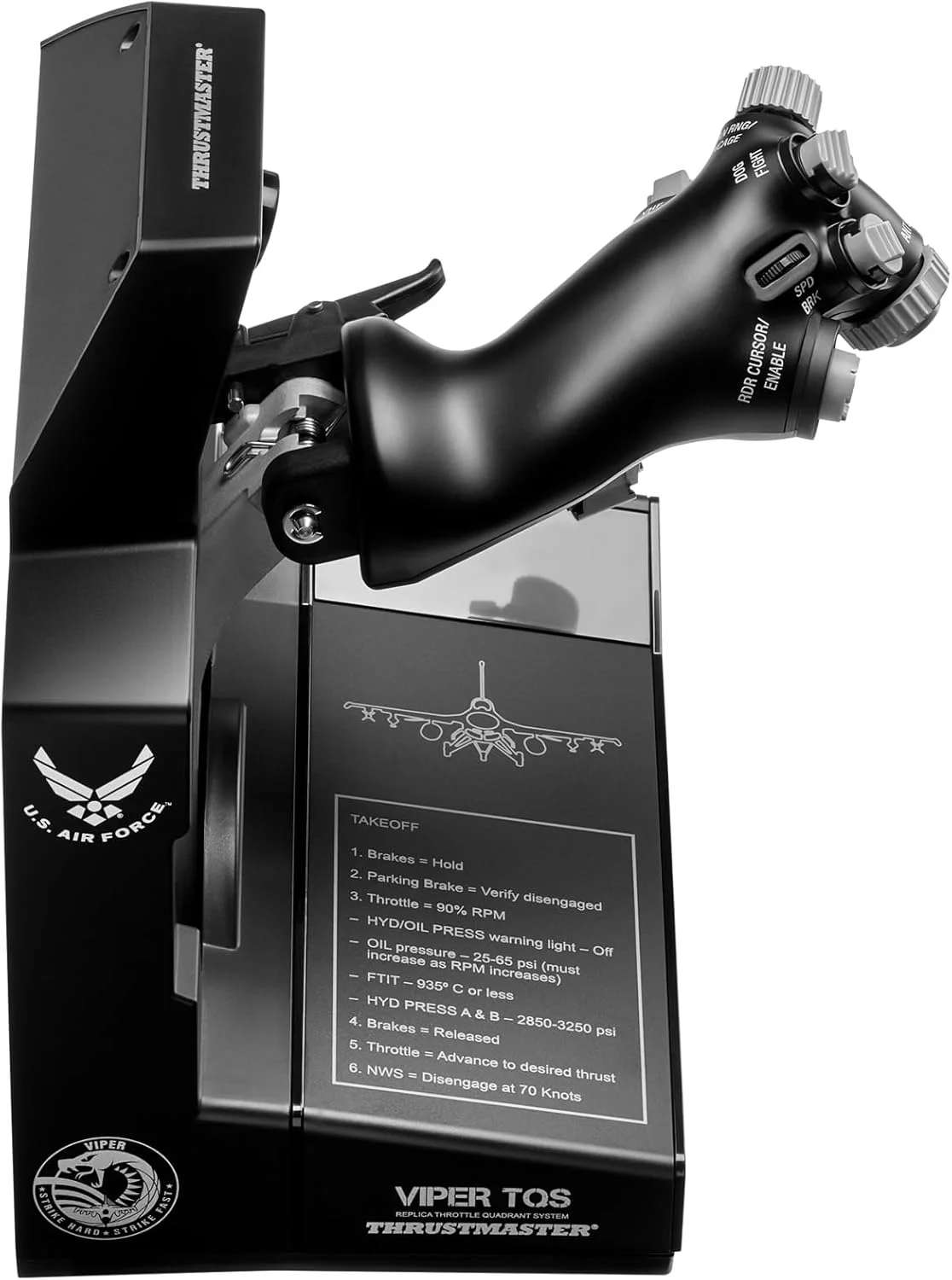 سیستم دریچه گاز فلزی Thrustmaster Viper TQS برای کامپیوتر، دقت اثر هال، 21 دکمه اکشن، 5 محور، عملکردهای نمادین Chaff/Flare، دارای مجوز از نیروی هوایی ایالات متحده