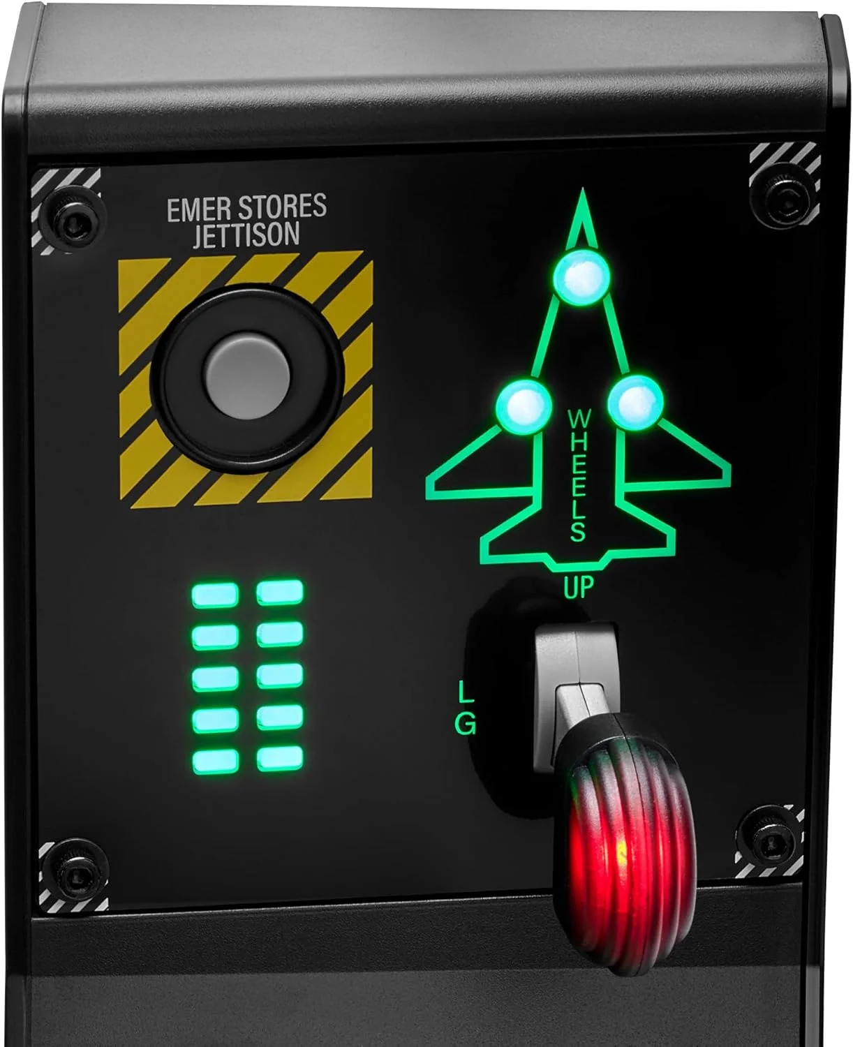 پنل Thrustmaster Viper برای کامپیوتر، پنل کنترل با نور پس زمینه، برای استفاده با Viper TQS یا به صورت مستقل، 43 دکمه فلزی، رهاسازی مهمات، تریم، ارابه فرود، دارای مجوز از نیروی هوایی ایالات متحده