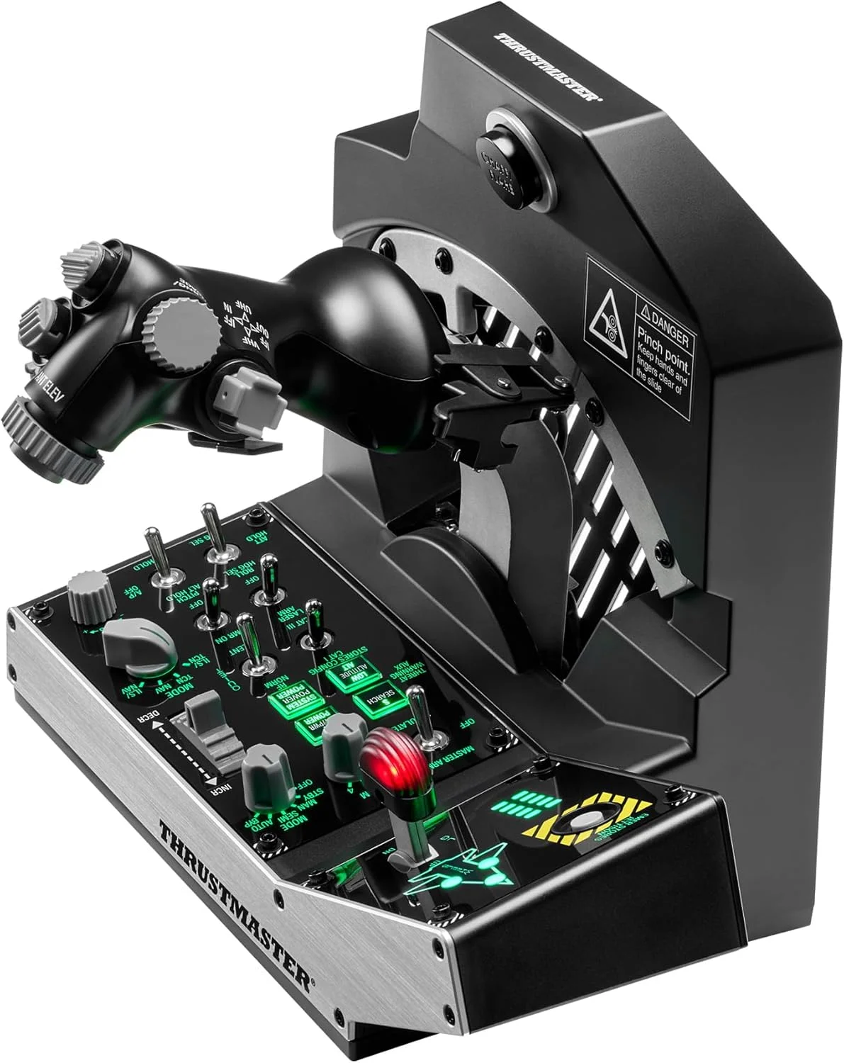 پک ماموریت Thrustmaster Viper TQS برای PC، سیستم کوادرانت دریچه گاز فلزی، شامل دریچه گاز و پنل کنترل، دقت اثر هال، 64 دکمه عملکرد، 6 محور، دارای مجوز از نیروی هوایی ایالات متحده