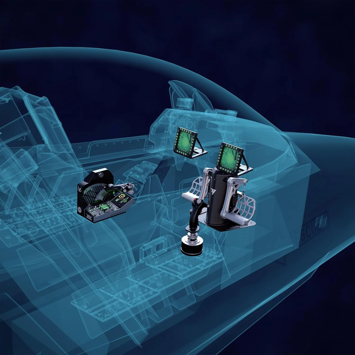 پنل Thrustmaster Viper برای کامپیوتر، پنل کنترل با نور پس زمینه، برای استفاده با Viper TQS یا به صورت مستقل، 43 دکمه فلزی، رهاسازی مهمات، تریم، ارابه فرود، دارای مجوز از نیروی هوایی ایالات متحده