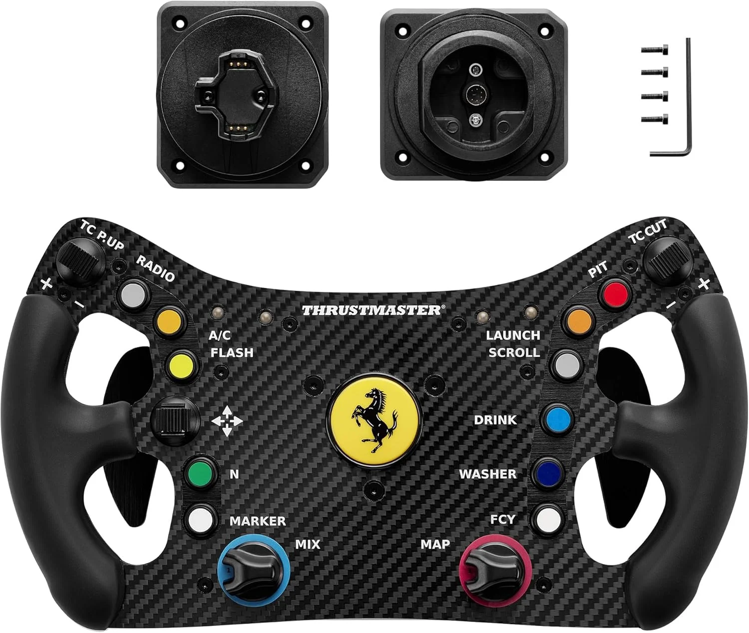 افزونه فرمان مسابقه ای Thrustmaster Ferrari 488 GT3، رینگ فرمان مسابقه، PC، PS5، PS4، Xbox Series X|S، Xbox One، دارای مجوز رسمی از Ferrari - مشکی