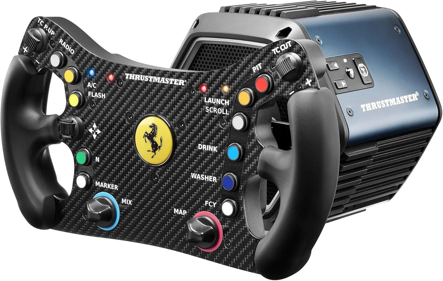 افزونه فرمان مسابقه ای Thrustmaster Ferrari 488 GT3، رینگ فرمان مسابقه، PC، PS5، PS4، Xbox Series X|S، Xbox One، دارای مجوز رسمی از Ferrari - مشکی