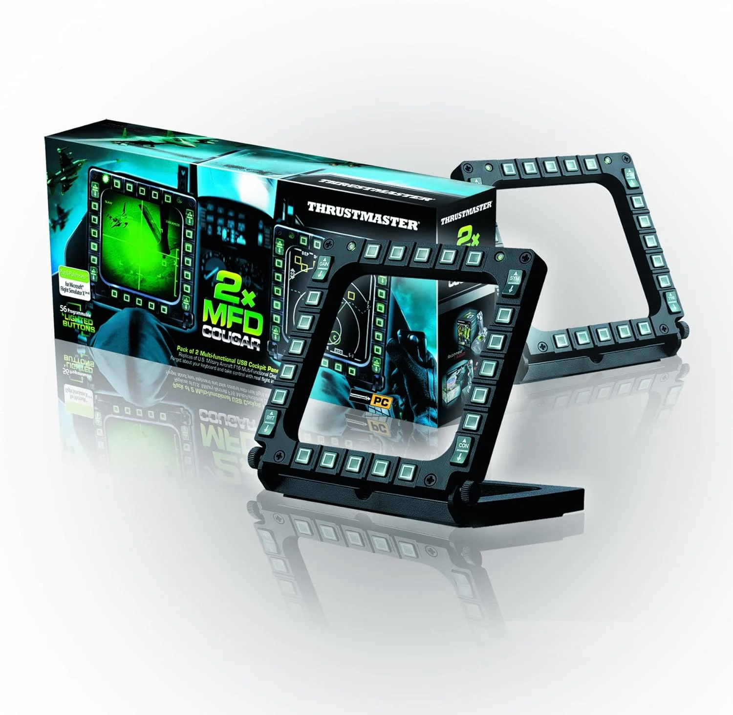 بسته Thrustmaster MFD Cougar - یک جفت پنل کابین خلبان USB قابل برنامه ریزی با 20 دکمه و 4 سوئیچ در هر MFD