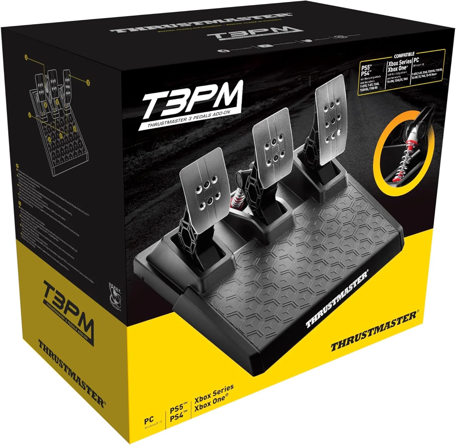 پدال های مغناطیسی Thrustmaster T3PM، PS5، PS4، Xbox One، Xbox Series X|S، PC، 4 حالت فشار، سرهای پدال 100% فلزی، پایه وزنی