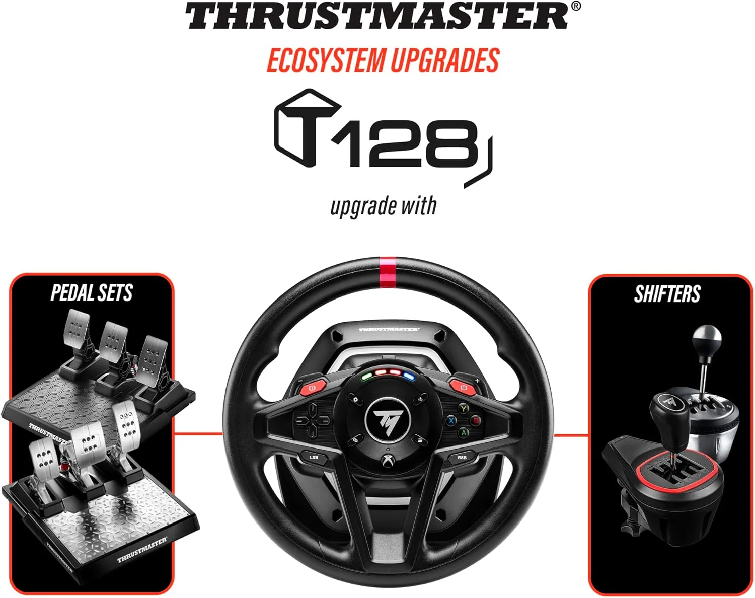 فرمان مسابقه Thrustmaster T128 - فرمان نیروی بازخورد سطح پایه برای Xbox Series X|S، Xbox One و PC