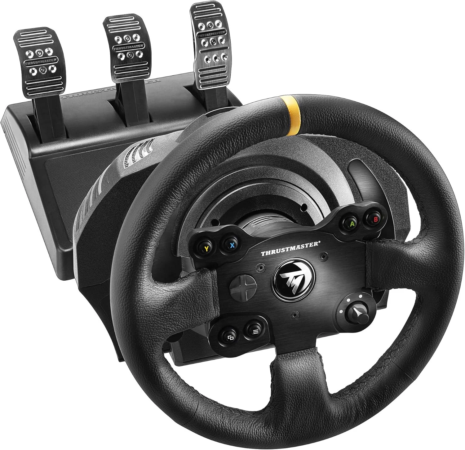 فرمان مسابقه Thrustmaster TX نسخه چرمی، فرمان و پدال مسابقه، Xbox Series X|S، بازخورد نیرو، موتور بدون جاروبک، سیستم دو تسمه، فناوری مغناطیسی، فرمان قابل تعویض