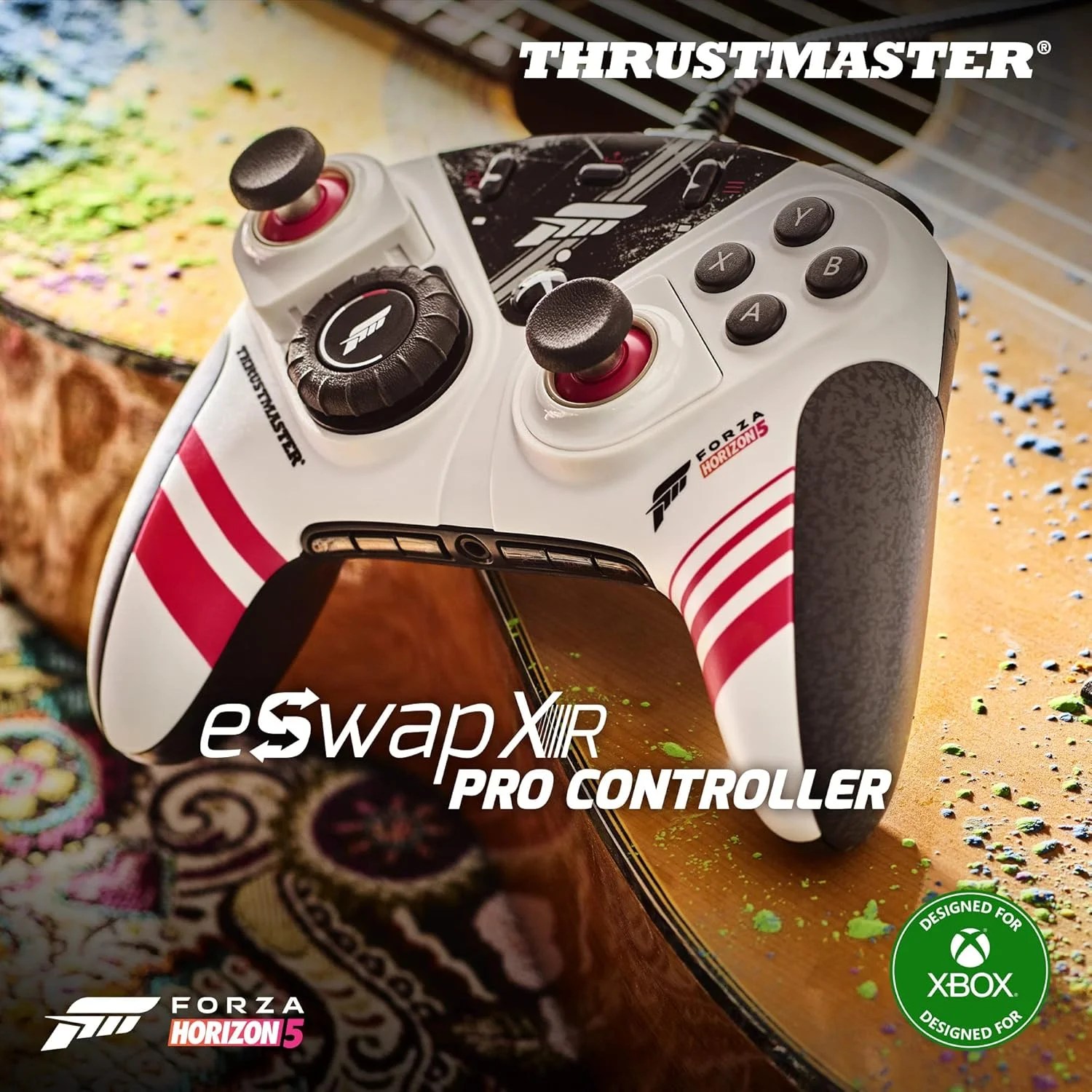 دسته بازی سیم دار Thrustmaster ESWAP XR PRO CONTROLLER FORZA HORIZON 5 EDITION، گیم پد ماژولار، ماژول فرمان مسابقه، رسمی FORZA HORIZON 5 و Xbox Series X|S، مینی استیک های دقیق، سوئیچ های تاکتیکی