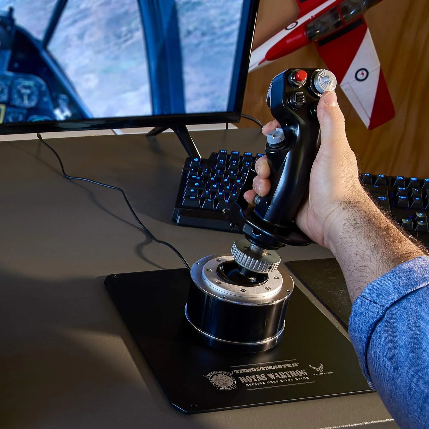 Thrustmaster Hotas Warthog - اهرم گاز دوتایی و استیک کنترل با فناوری دقیق HallEffect H.E.A.R.T برای کامپیوتر