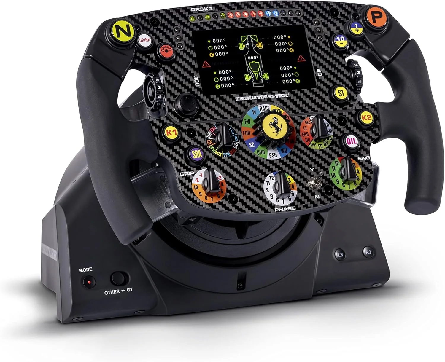 افزونه فرمان مسابقه ای Thrustmaster Formula Wheel Ferrari SF1000 Edition - فرمان مسابقه ای با عملکرد بالا و نمایشگر LED برای PC، PS4، PS5، PS5 Pro، Xbox One و Xbox Series X|S