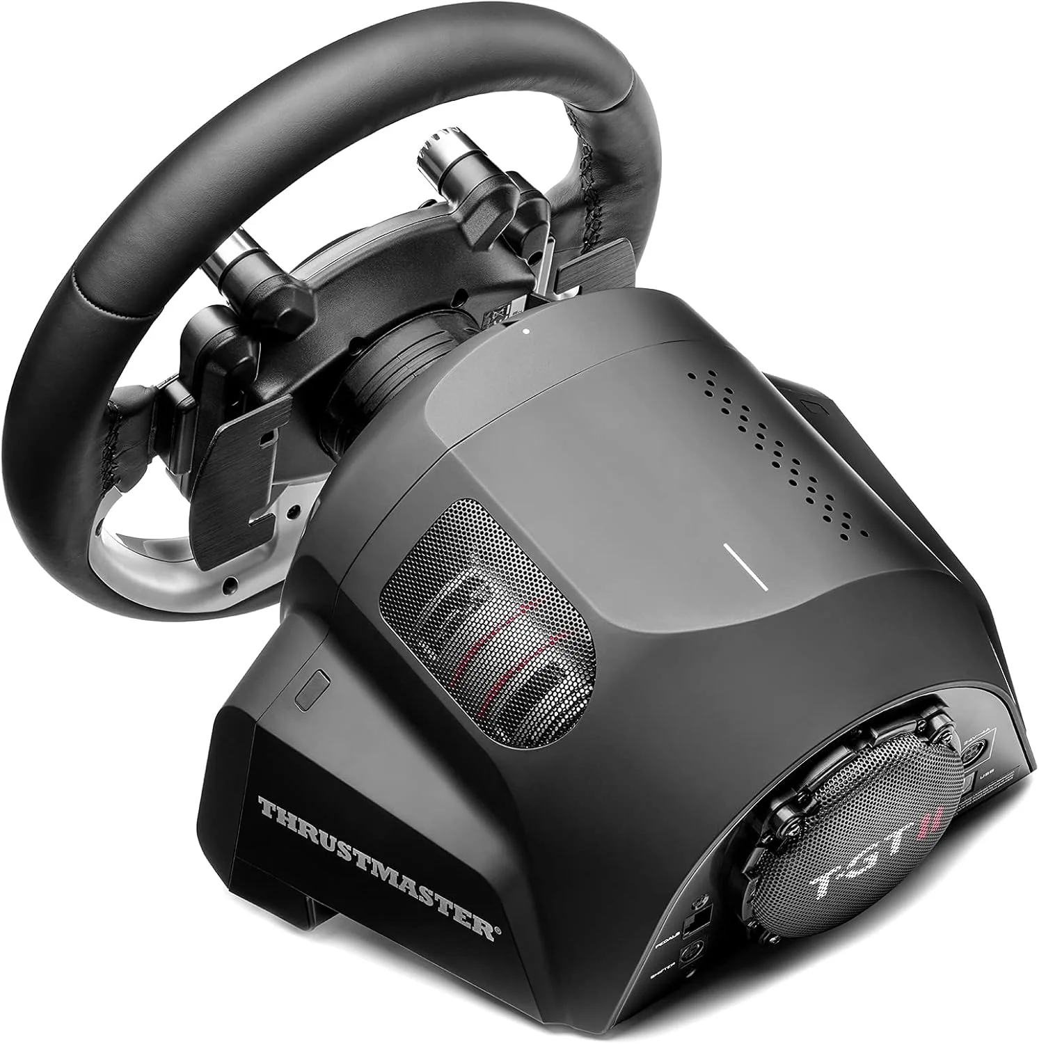 فرمان مسابقه Thrustmaster T-GT II به همراه مجموعه 3 پدال، PS5، PS4، PC، بازخورد نیروی بلادرنگ، موتور 40 واتی بدون جاروبک، سیستم دو تسمه، فناوری مغناطیسی، فرمان قابل تعویض