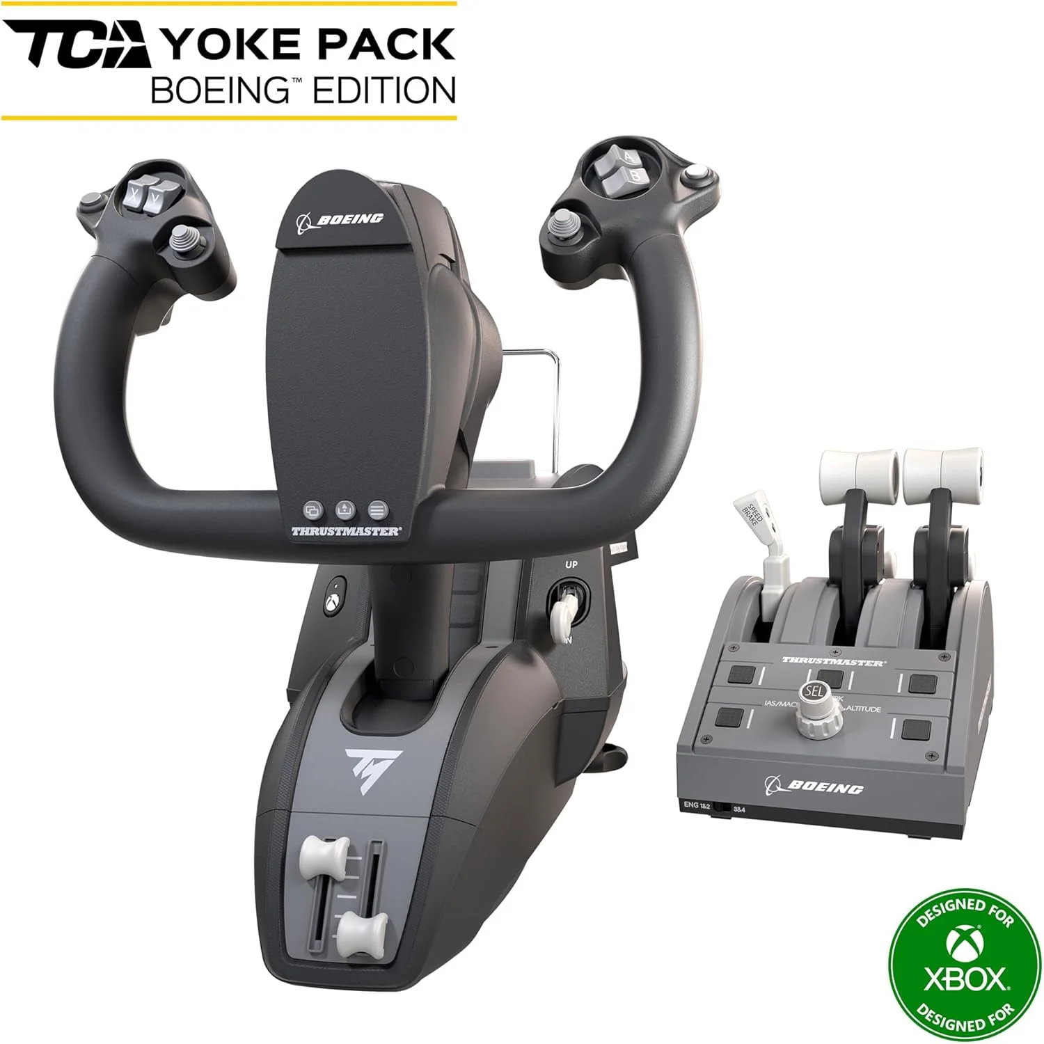 بسته Thrustmaster TCA Yoke - کنترلر پرواز با دقت بالا و کوادرانت دریچه گاز با مجوز رسمی بوئینگ برای PC و Xbox Series X|S