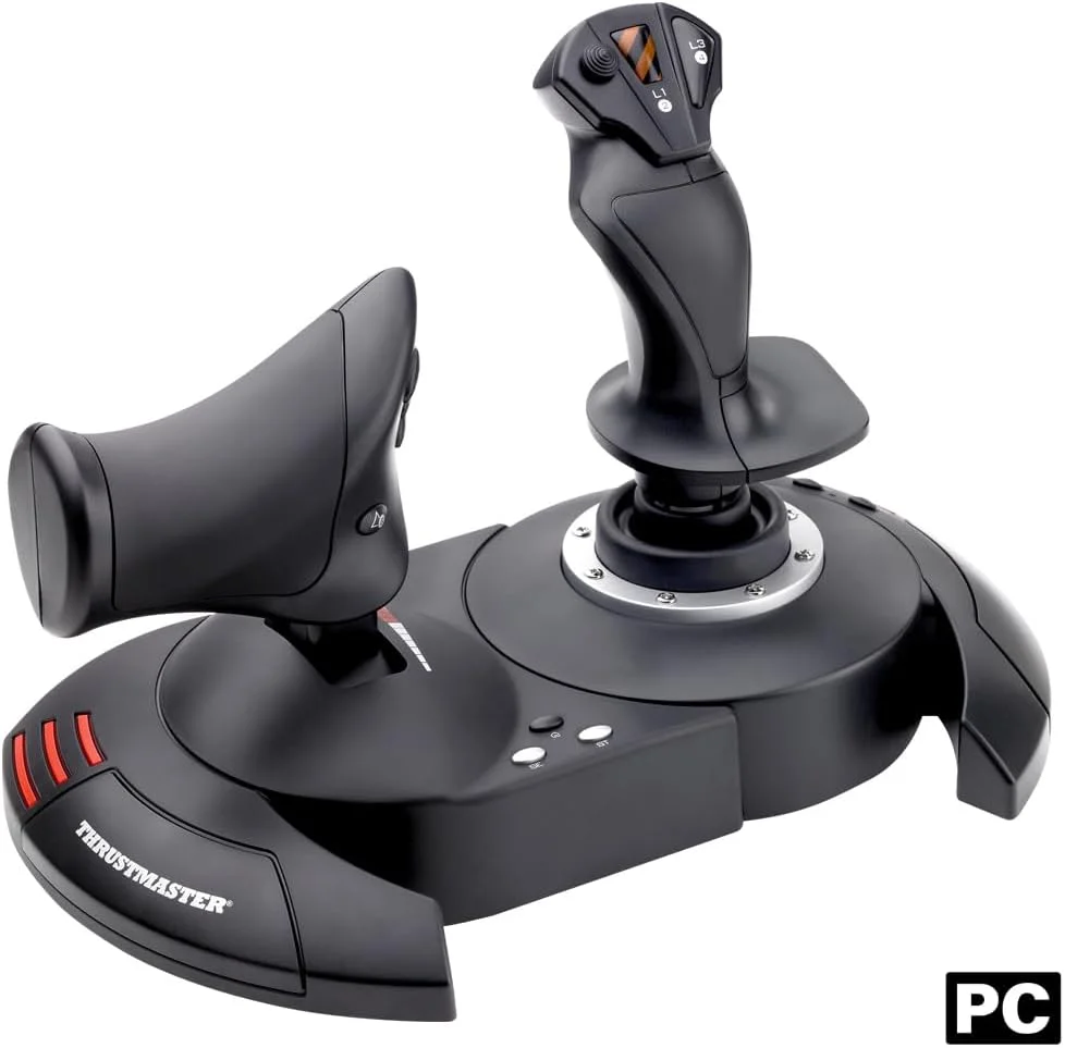 Thrustmaster T.Flight HOTAS X، جوی استیک و دریچه گاز با سیستم رادر دوگانه، دکمه ها و محورهای قابل برنامه ریزی، دسته چرخان، ماشه، سازگار با PC/USB