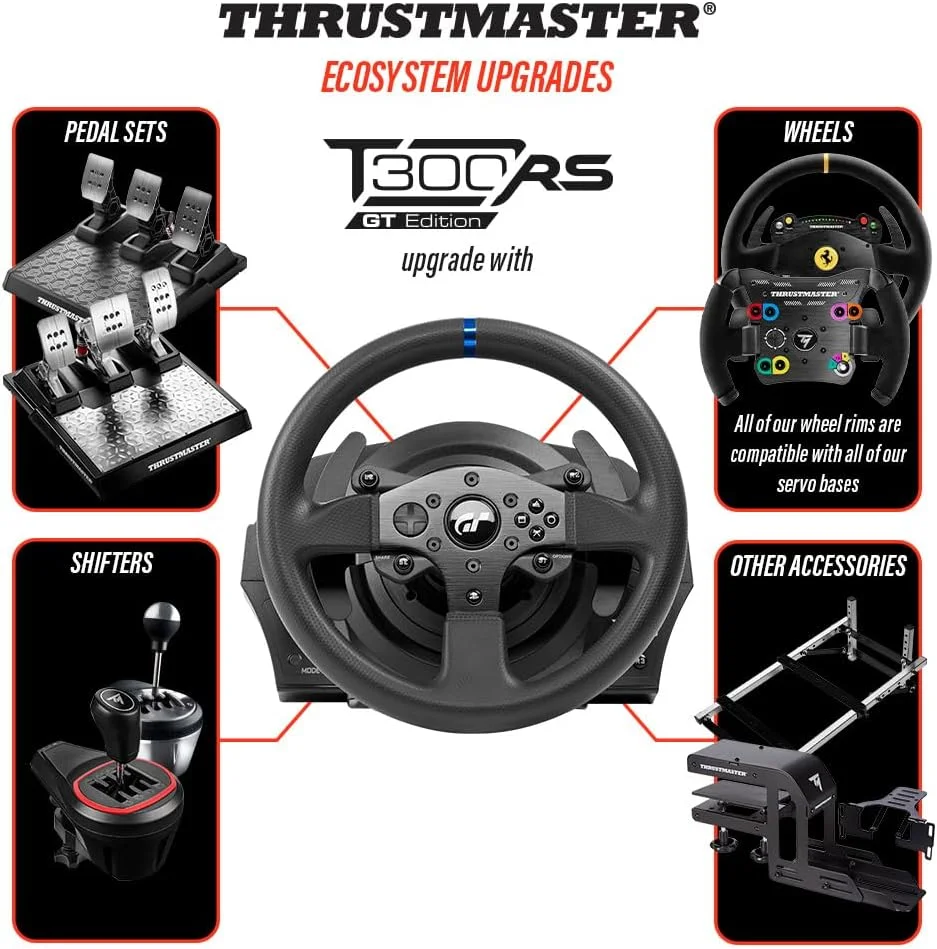 فرمان و پدال مسابقه ای Thrustmaster T300 RS GT - عملکرد بالا با بازخورد نیرو برای PC، PS4 و PS5، PS5 Pro فرمان و پدال مسابقه ای Thrustmaster T300 RS GT - عملکرد بالا با بازخورد نیرو برای PC، PS4 و PS5، PS5 Pro