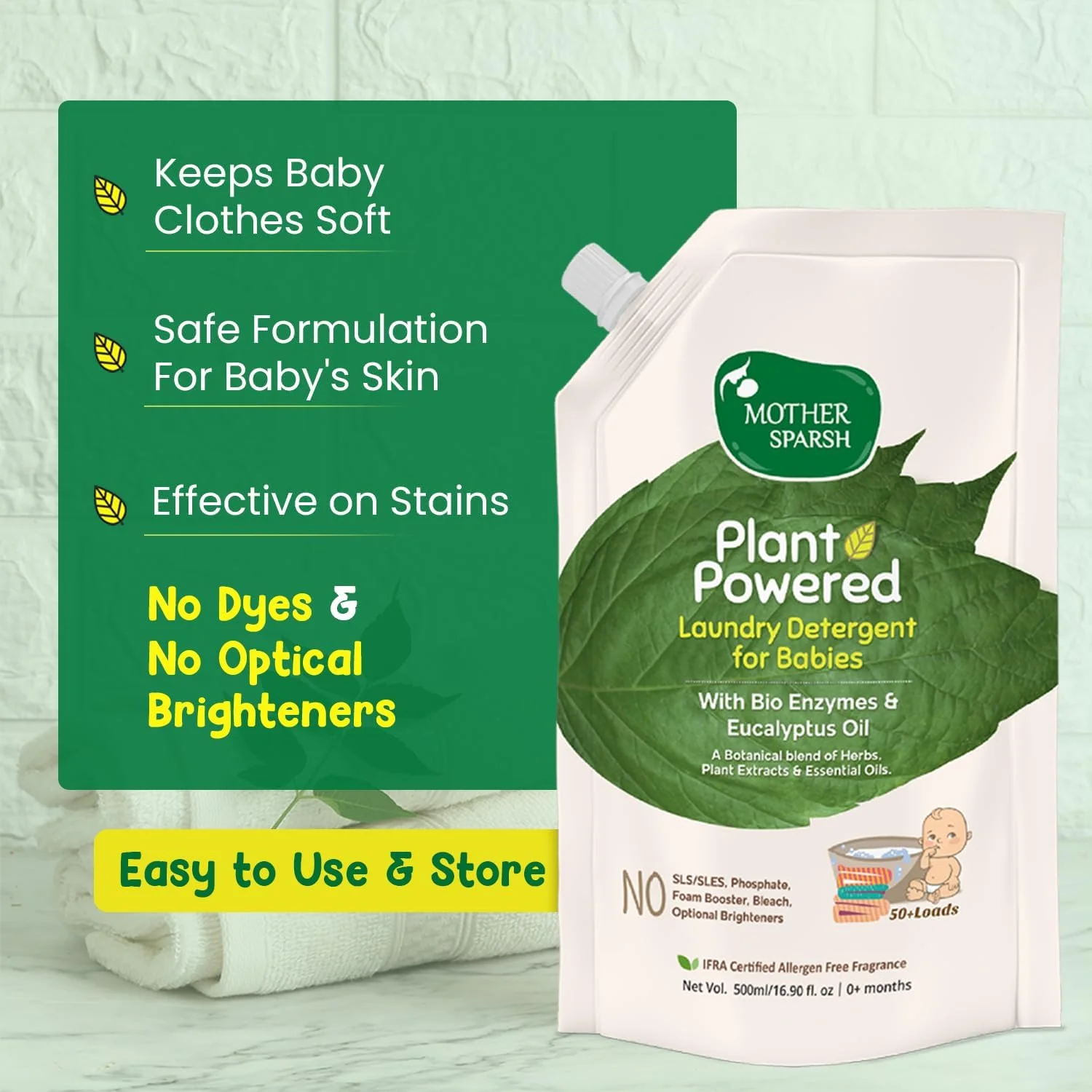 مایع لباسشویی کودک Mother Sparsh (تقویت شده با گیاهان) با آنزیم های زیستی و روغن اکالیپتوس - 500 میلی لیتر X 2 مایع لباسشویی کودک Mother Sparsh (تقویت شده با گیاهان) با آنزیم های زیستی و روغن اکالیپتوس - 500 میلی لیتر X 2