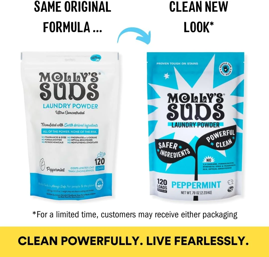 پودر لباسشویی اصلی Molly's Suds، 70 بار شستشو، صابون لباسشویی طبیعی برای پوست های حساس پودر لباسشویی اصلی Molly's Suds، 70 بار شستشو، صابون لباسشویی طبیعی برای پوست های حساس
