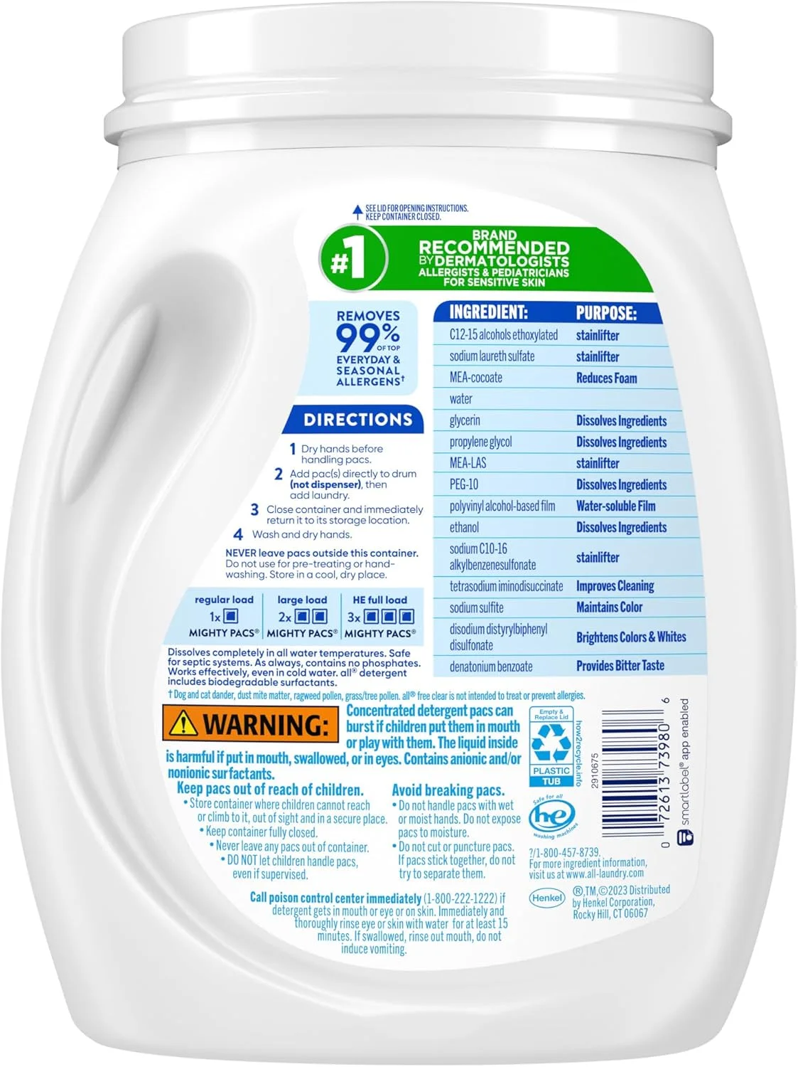 پودر لباسشویی آل Mighty Pacs مدل Free Clear با لکه بردار، مناسب پوست های حساس، 66 عددی - (بسته 2 عددی) پودر لباسشویی آل Mighty Pacs مدل Free Clear با لکه بردار، مناسب پوست های حساس، 66 عددی - (بسته 2 عددی)