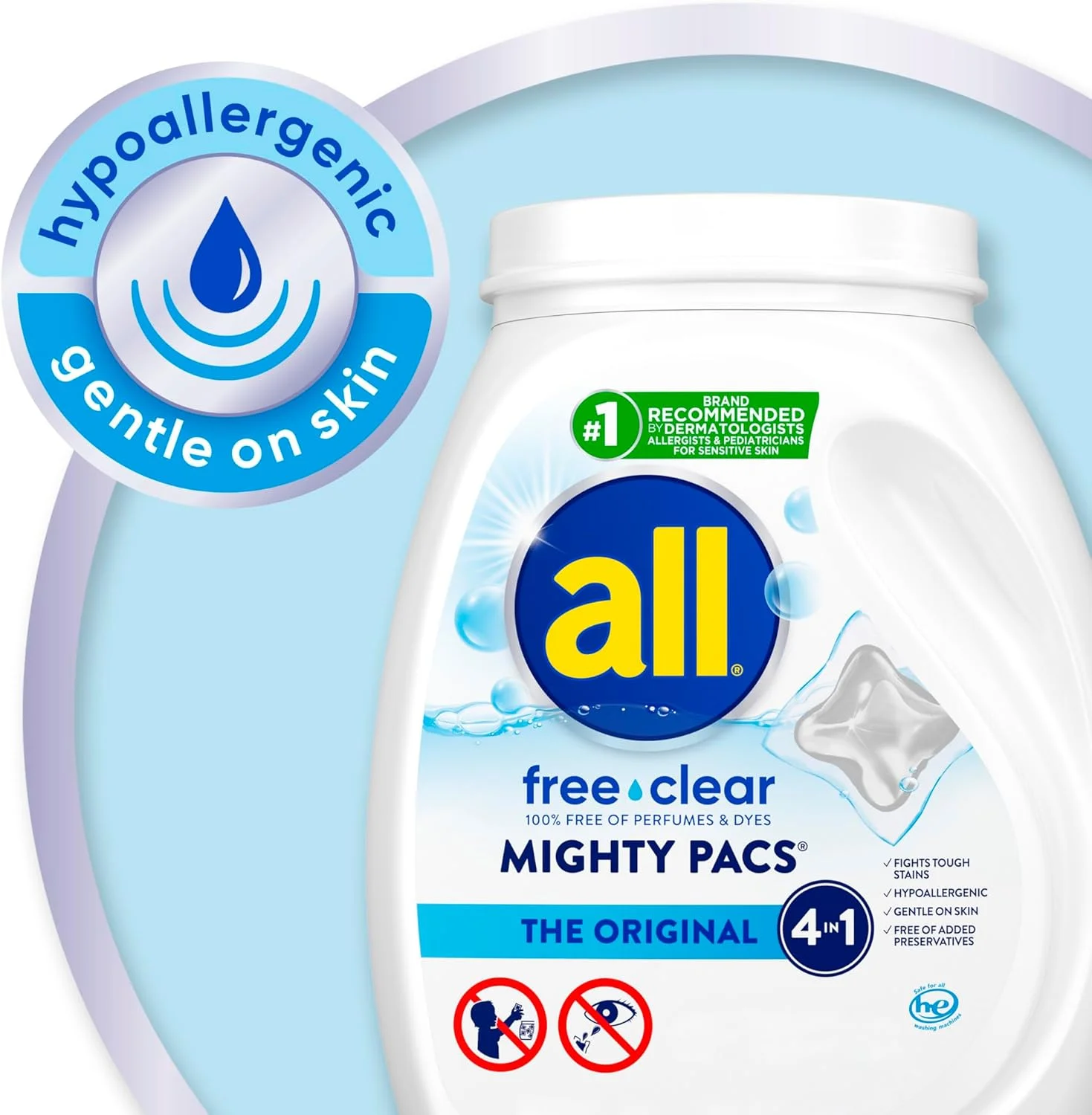 پودر لباسشویی آل Mighty Pacs مدل Free Clear با لکه بردار، مناسب پوست های حساس، 66 عددی - (بسته 2 عددی) پودر لباسشویی آل Mighty Pacs مدل Free Clear با لکه بردار، مناسب پوست های حساس، 66 عددی - (بسته 2 عددی)