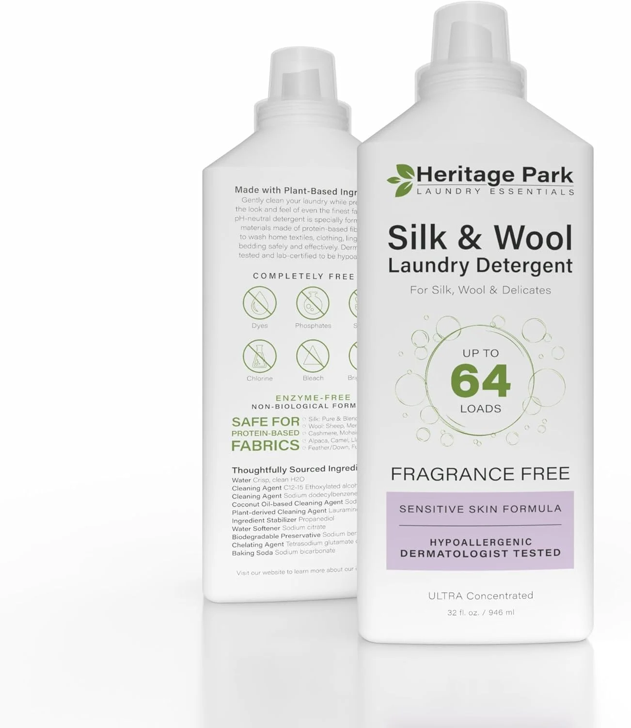 مایع لباسشویی بدون عطر، ضد حساسیت، pH خنثی، ابریشم و پشم Heritage Park - تست شده توسط متخصص پوست، مناسب پوست حساس، بدون آنزیم، غلیظ تا 64 بار شستشو (946 میلی لیتر) مایع لباسشویی بدون عطر، ضد حساسیت، pH خنثی، ابریشم و پشم Heritage Park - تست شده توسط متخصص پوست، مناسب پوست حساس، بدون آنزیم، غلیظ تا 64 بار شستشو (946 میلی لیتر)