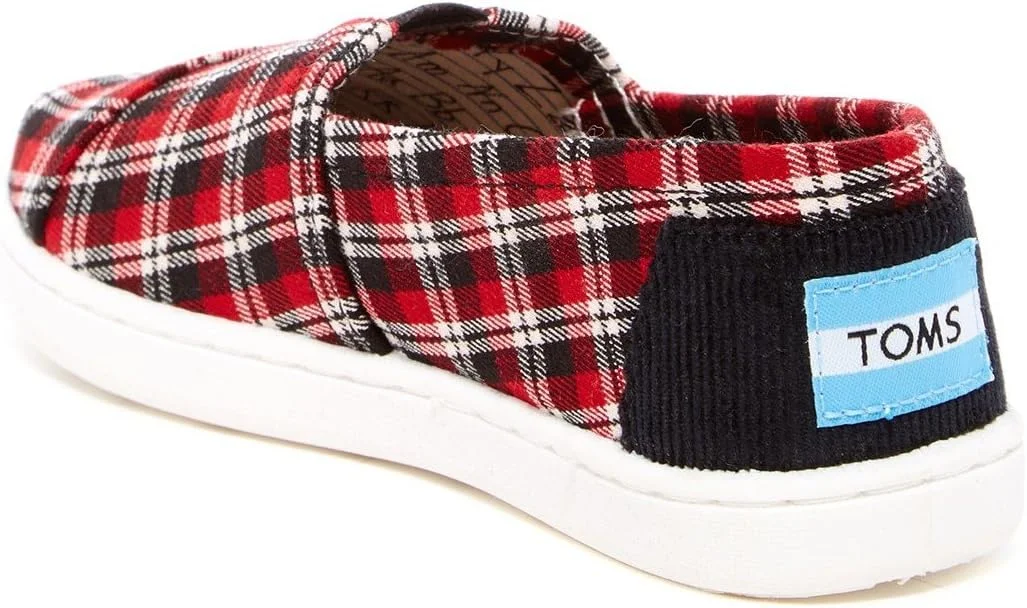 کفش اسلیپ-آن کلاسیک بچگانه TOMS (مناسب کودکان کوچک/بزرگ) (سایز 13.5 M US Little Kid، چهارخانه قرمز)