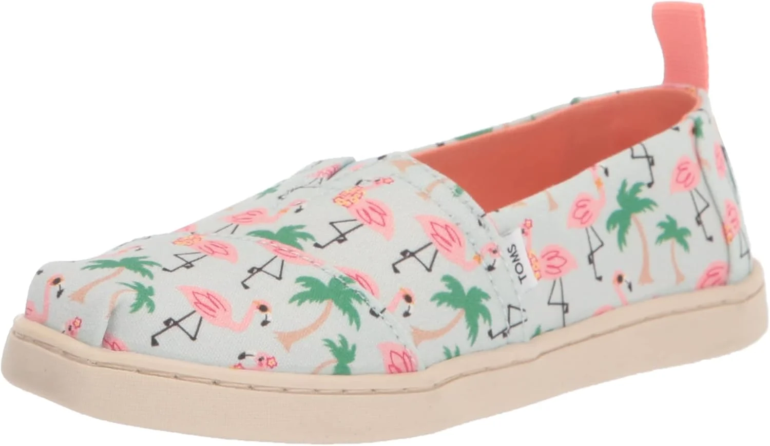 کفش تخت دخترانه TOMS Kids Alpargata طرح فلامینگو هاوایی - سفید