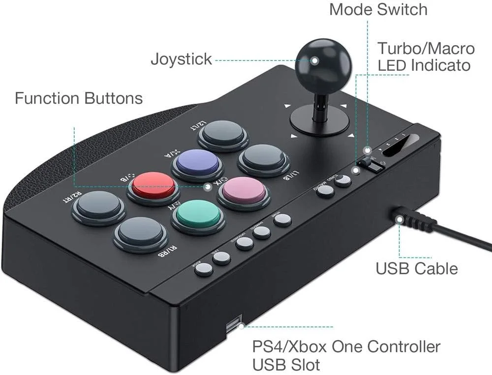 جوی استیک آرکید PXN 0082، استریت فایتر USB برای PS3/ PS4/ Xbox One/Xbox Series X/S/Switch/Window PC جوی استیک آرکید PXN 0082، استریت فایتر USB برای PS3/ PS4/ Xbox One/Xbox Series X/S/Switch/Window PC