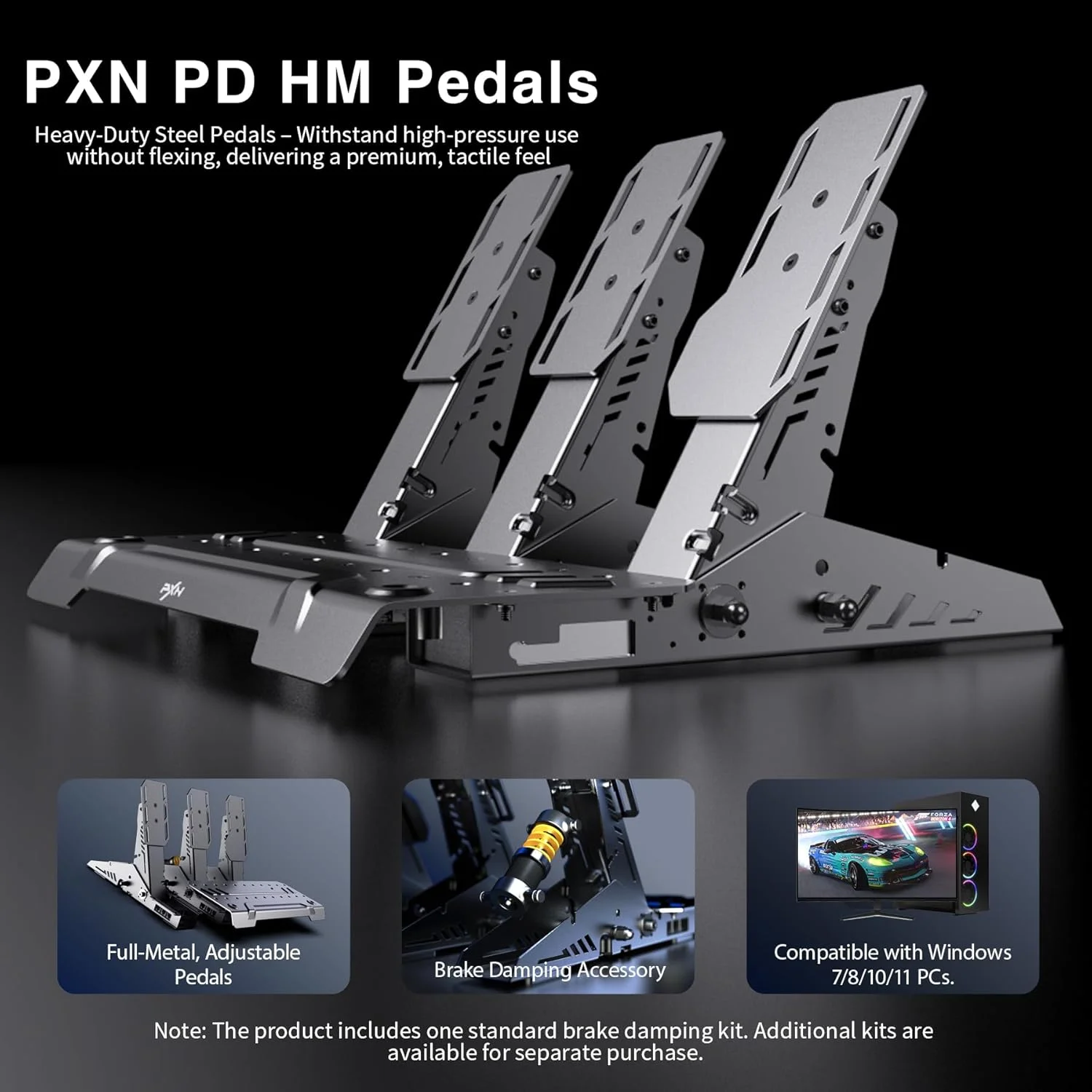 پدال های مسابقه ای سیم کارت PXN PD HM - مجموعه پدال تمام فلزی PC با سنسور هال، اتصال سه گانه (USB-A / RJ45 / Type-C)، دریچه گاز، ترمز و کلاچ قابل تنظیم، سازگار با پایه های چرخ PC V99/V10/V12/VD پدال های مسابقه ای سیم کارت PXN PD HM - مجموعه پدال تمام فلزی PC با سنسور هال، اتصال سه گانه (USB-A / RJ45 / Type-C)، دریچه گاز، ترمز و کلاچ قابل تنظیم، سازگار با پایه های چرخ PC V99/V10/V12/VD