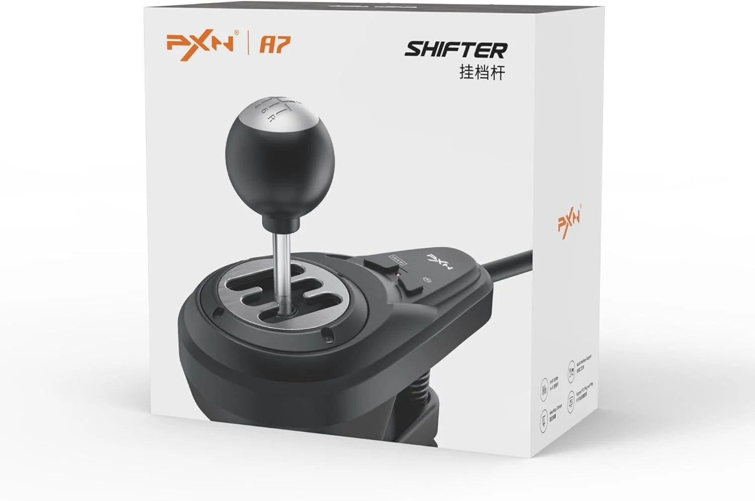 دنده PXN A7 برای فرمان بازی - دنده H با 6 دنده، 3 کابل (USB، RJ11، DIN)، دنده عقب فشاری، ترمز دستی و دکمههای سرعت بالا و پایین - یونیورسال روی PC دنده PXN A7 برای فرمان بازی - دنده H با 6 دنده، 3 کابل (USB، RJ11، DIN)، دنده عقب فشاری، ترمز دستی و دکمههای سرعت بالا و پایین - یونیورسال روی PC