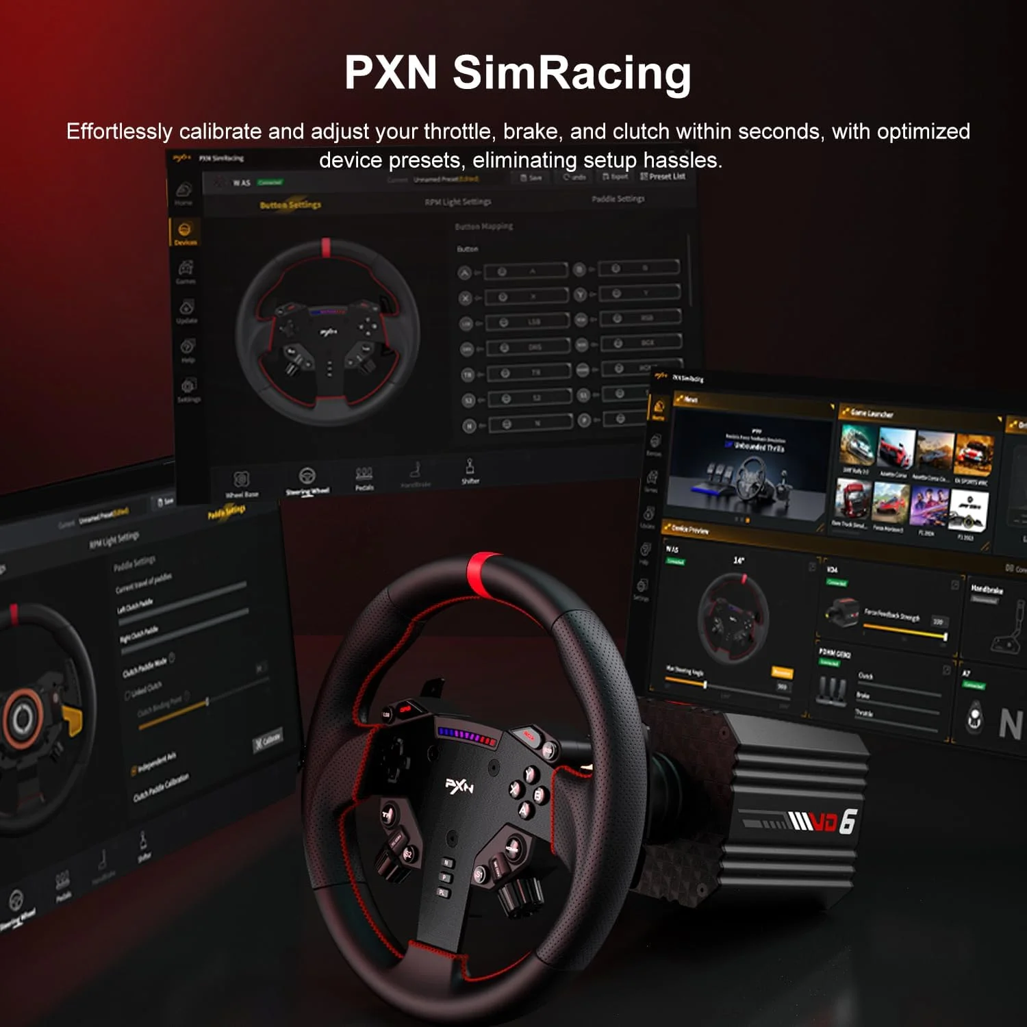 مجموعه PXN VD6: فرمان و پدال های مخصوص PC - پایه موتور سروو درایو مستقیم 6 نیوتن متری، فرمان مسابقه W AS، مجموعه 3 پدال اثر هال، و گیره رومیزی - تنظیمات حرفه ای مسابقه شبیه ساز برای ویندوز PC (7-11) مجموعه PXN VD6: فرمان و پدال های مخصوص PC - پایه موتور سروو درایو مستقیم 6 نیوتن متری، فرمان مسابقه W AS، مجموعه 3 پدال اثر هال، و گیره رومیزی - تنظیمات حرفه ای مسابقه شبیه ساز برای ویندوز PC (7-11)