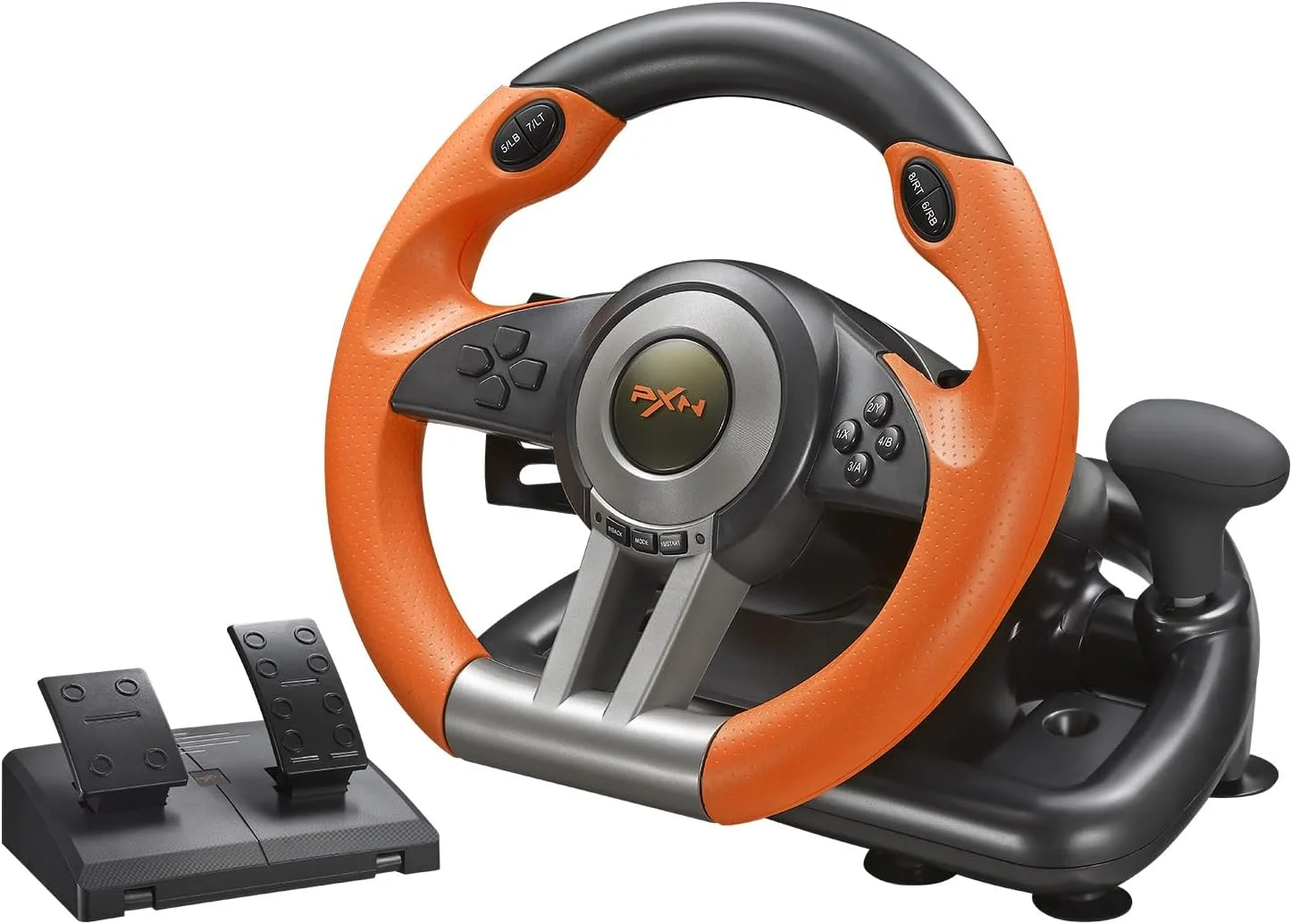 فرمان بازی کامپیوتر PXN-V3IIIO با پدال خطی، فیدبک لرزشی، مناسب برای PS4، PS3، Xbox One، Nintendo Switch، Xbox Series S / X، PC - کارکرده - خوب