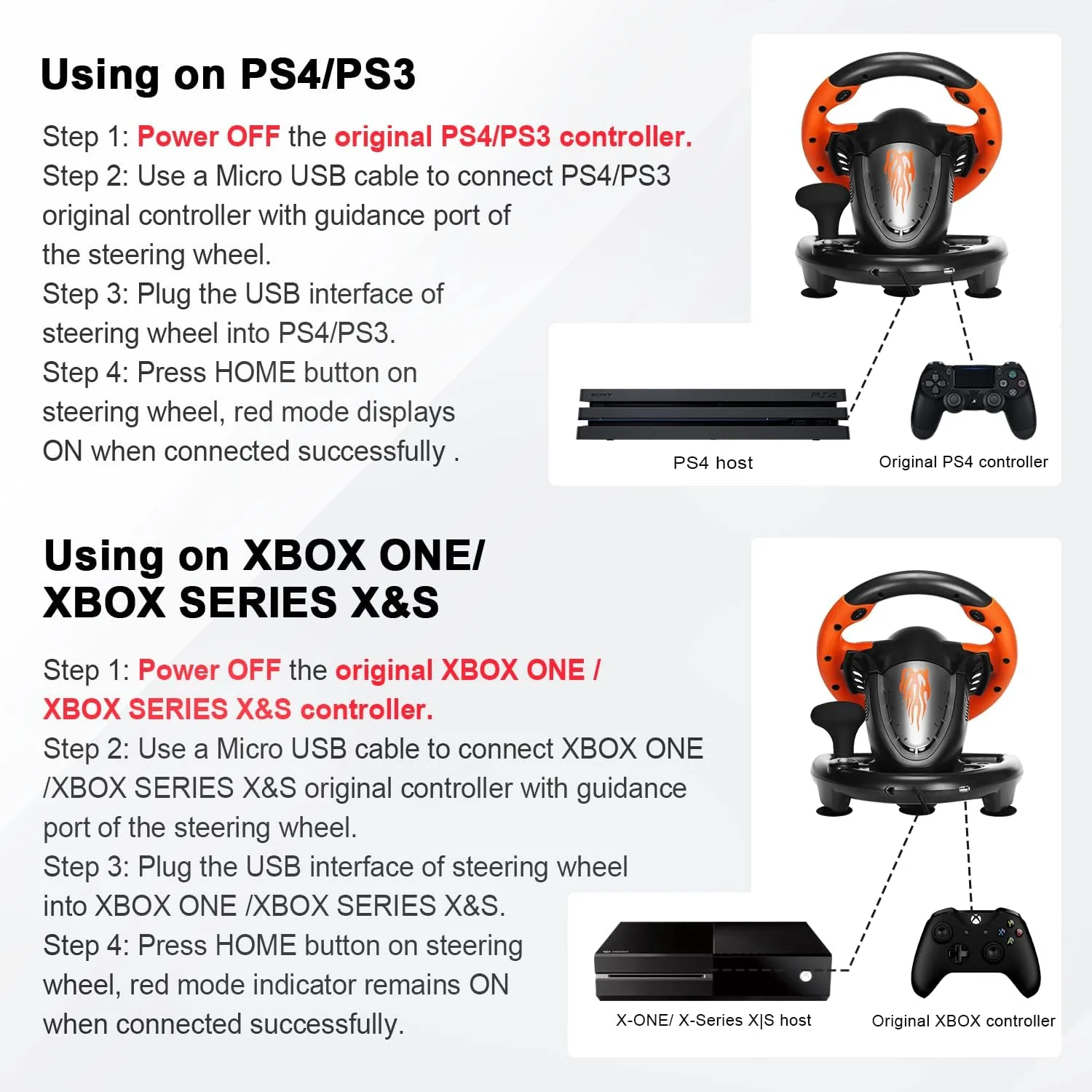 فرمان بازی کامپیوتر PXN-V3IIIO با پدال خطی، فیدبک لرزشی، مناسب برای PS4، PS3، Xbox One، Nintendo Switch، Xbox Series S / X، PC - کارکرده - خوب