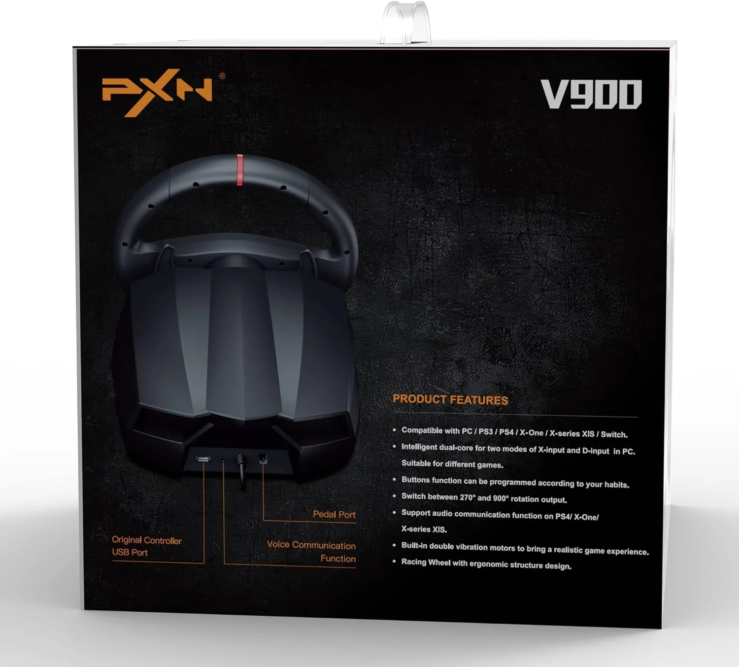 فرمان بازی PXN V900، فرمان مسابقه با پدال، فرمان 270/900 درجه، فرمان بازی با بازخورد لرزشی برای PC، PS3، PS4، Xbox، Nintendo Switch فرمان بازی PXN V900، فرمان مسابقه با پدال، فرمان 270/900 درجه، فرمان بازی با بازخورد لرزشی برای PC، PS3، PS4، Xbox، Nintendo Switch