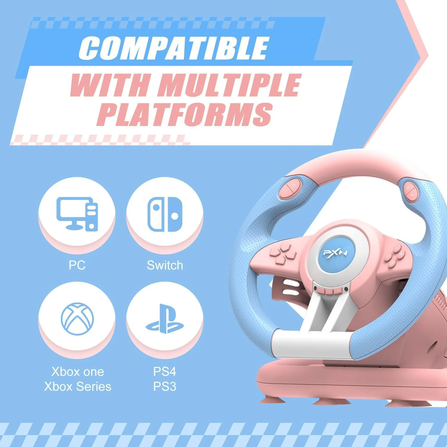 فرمان مسابقه PXN - فرمان بازی برای کامپیوتر، فرمان 180 درجه V3II Volante PC Universal Usb Car Racing با پدال برای PS4، PC، PS3، Xbox Series X|S، Xbox One فرمان مسابقه PXN - فرمان بازی برای کامپیوتر، فرمان 180 درجه V3II Volante PC Universal Usb Car Racing با پدال برای PS4، PC، PS3، Xbox Series X|S، Xbox One