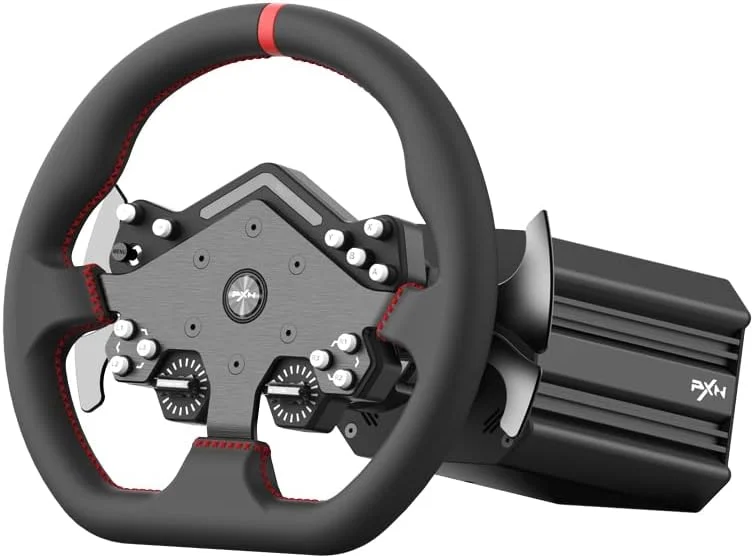 فرمان مسابقه PXN V12 Lite Direct Drive Force Feedback - فرمان جداشدنی 11 اینچی، گشتاور 6 نیوتن متر، سازگاری جهانی برای PC، Xbox One، Xbox Series، PS4 و PS5
