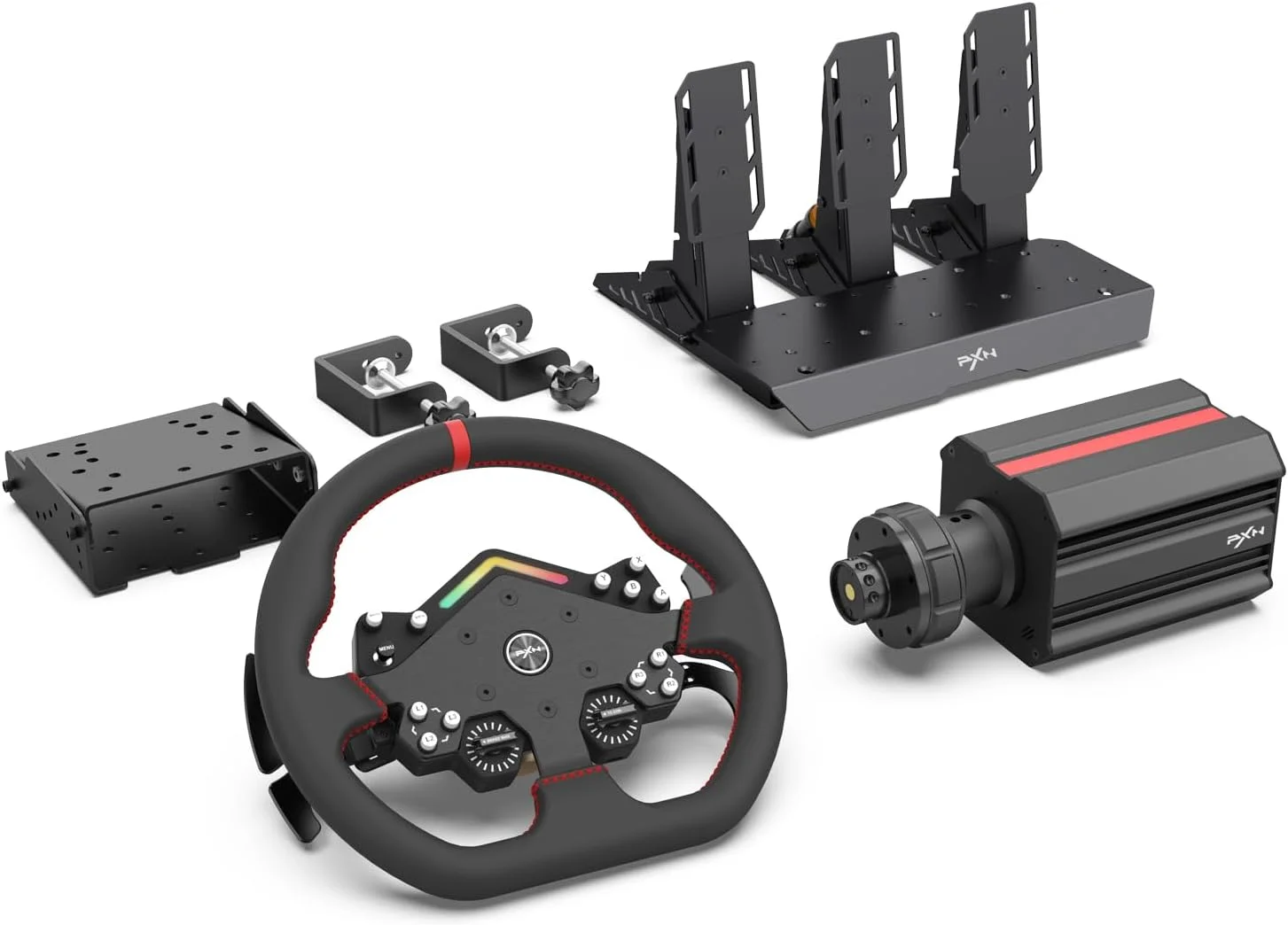 فرمان بازی PXN V12 Lite با پدال، فرمان Direct Drive با گشتاور 6 نیوتن متر، فرمان بازی PC، فرمان FFB برای PS4، Xbox One، Xbox Series X/S