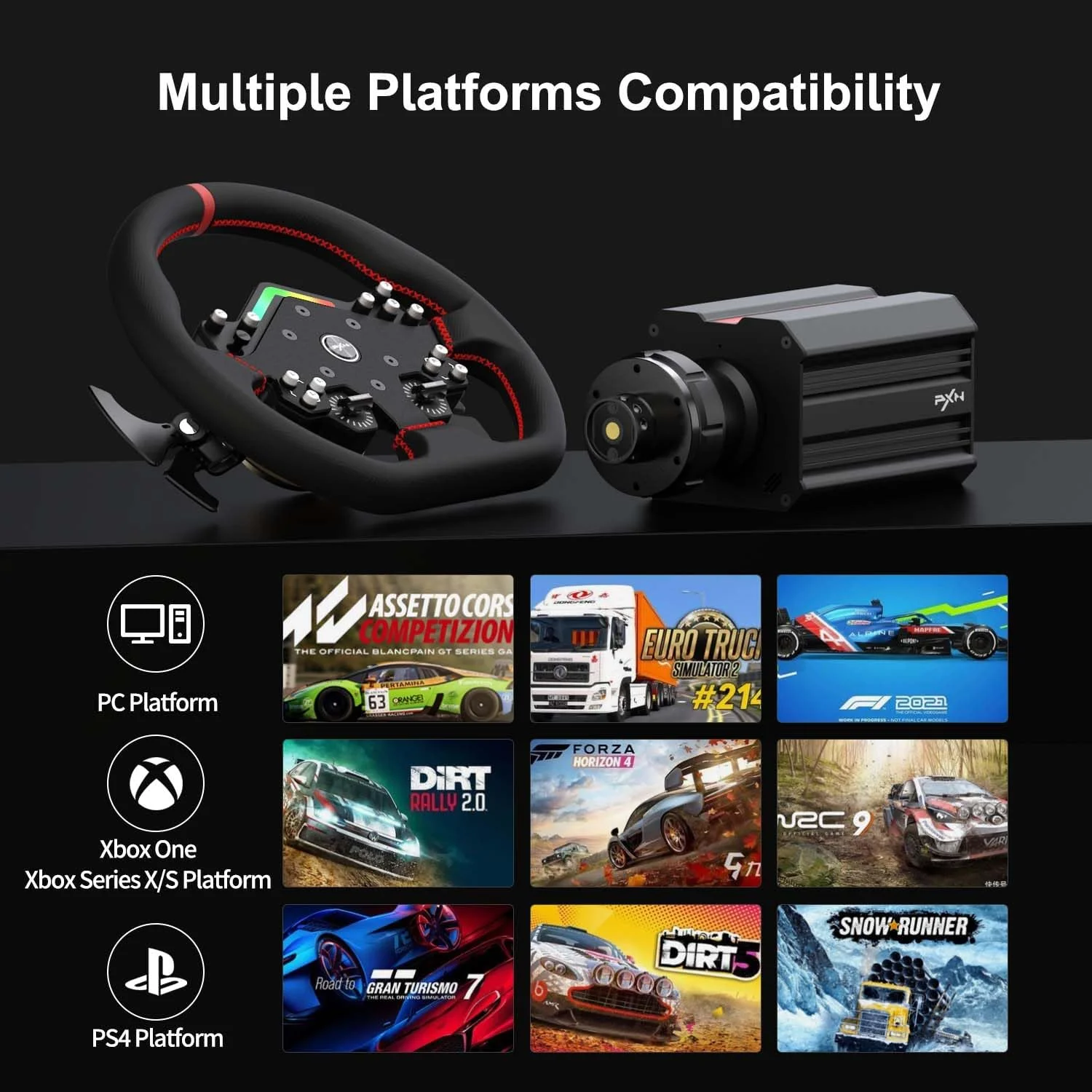 فرمان بازی PXN V12 Lite با پدال، فرمان Direct Drive با گشتاور 6 نیوتن متر، فرمان بازی PC، فرمان FFB برای PS4، Xbox One، Xbox Series X/S فرمان بازی PXN V12 Lite با پدال، فرمان Direct Drive با گشتاور 6 نیوتن متر، فرمان بازی PC، فرمان FFB برای PS4، Xbox One، Xbox Series X/S