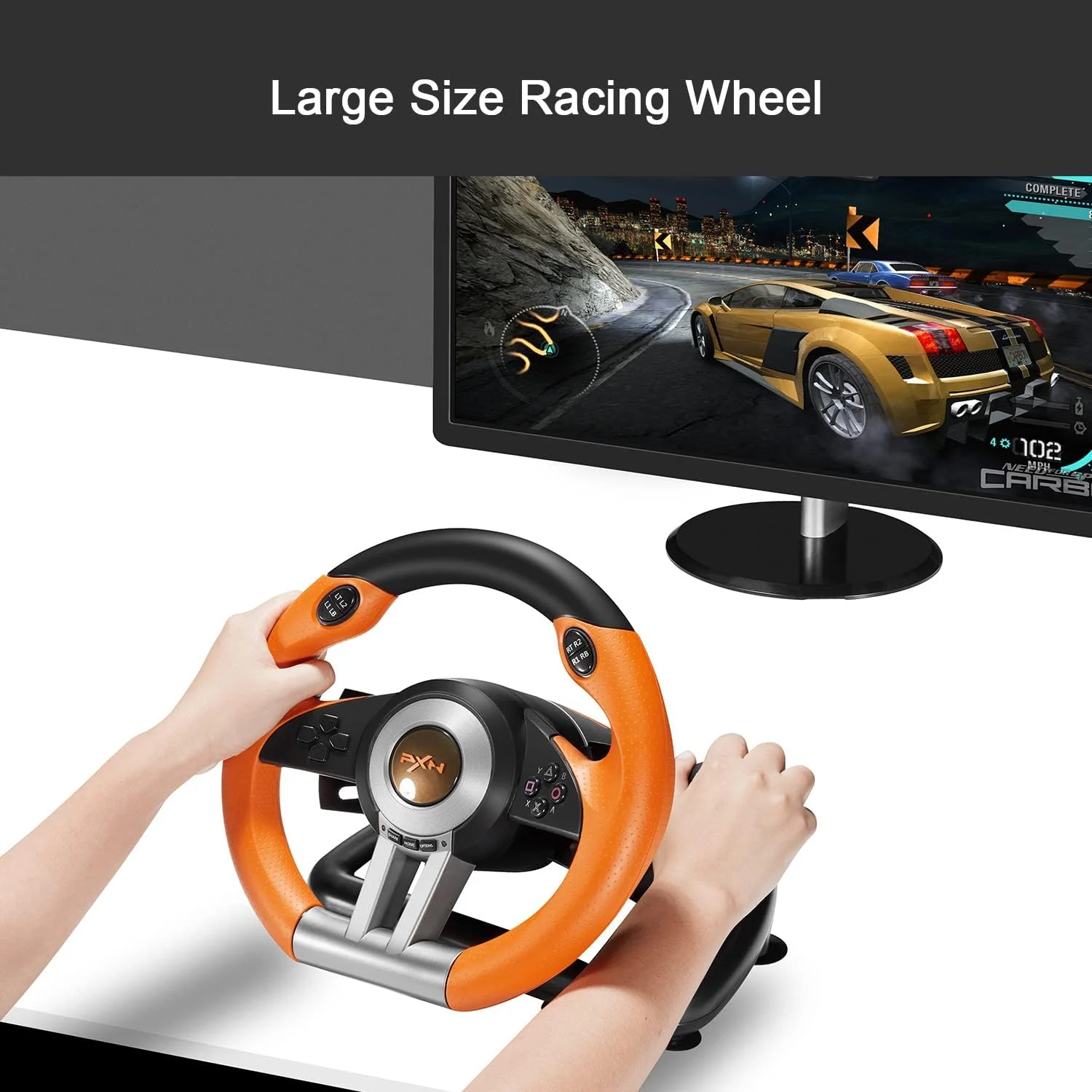 فرمان بازی مسابقه ای PXNV3IIK، فرمان بازی 180 درجه USB جهانی با پدال برای ویندوز PC، PS3، PS4، Xbox One، Xbox Series S/X، Nintendo Switch (نارنجی) فرمان بازی مسابقه ای PXNV3IIK، فرمان بازی 180 درجه USB جهانی با پدال برای ویندوز PC، PS3، PS4، Xbox One، Xbox Series S/X، Nintendo Switch (نارنجی)