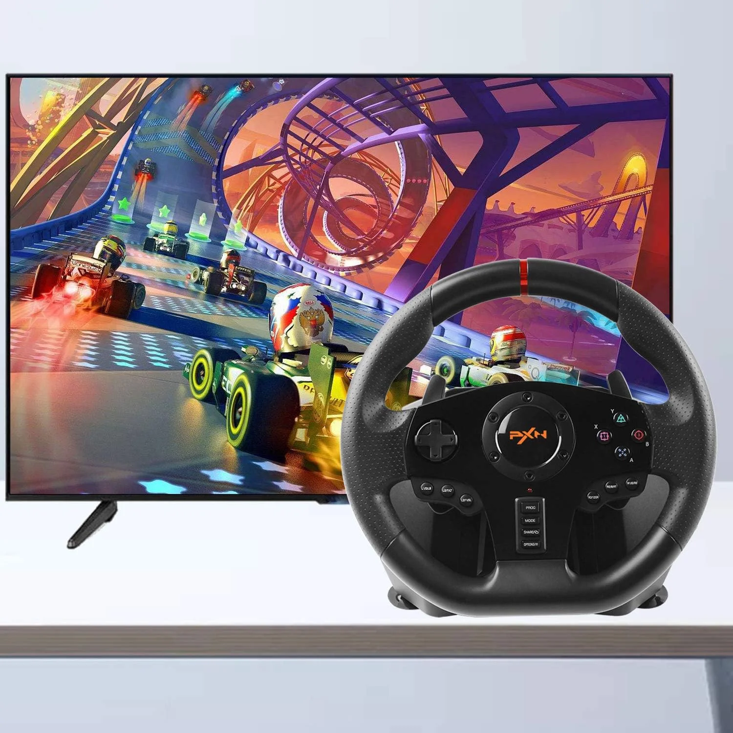 فرمان و پدال برای PS3، PS4، ایکس باکس، وان، ایکس باکس سری X/S، نینتندو سوییچ، اندروید تی وی - فرمان مسابقه ای قابل تعویض 270/900 درجه | مدل PXN V900 فرمان و پدال برای PS3، PS4، ایکس باکس، وان، ایکس باکس سری X/S، نینتندو سوییچ، اندروید تی وی - فرمان مسابقه ای قابل تعویض 270/900 درجه | مدل PXN V900