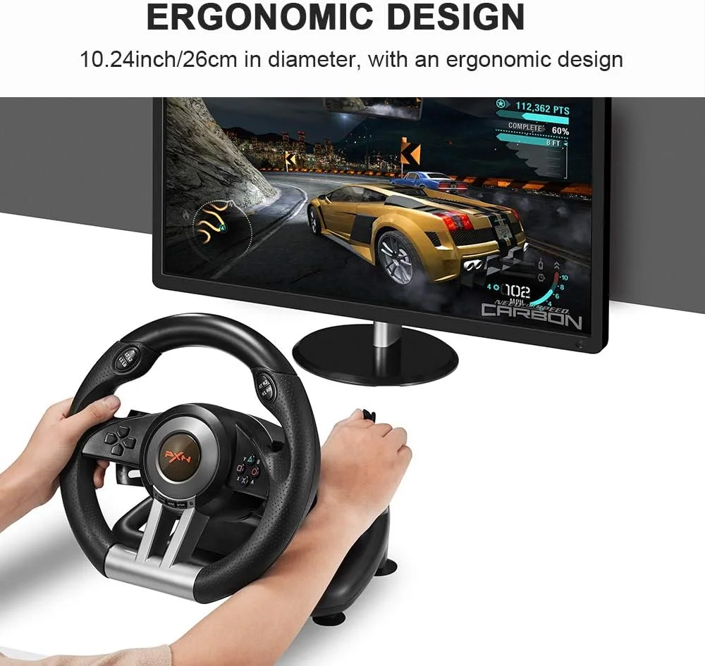 فرمان بازی PXN V3III PC با چرخش 180 درجه، فرمان مسابقه ای USB جهانی با پدال برای PS3، PS4، Xbox One، Xbox Series X/S، Nintendo Switch مشکی (دست دوم - در حد نو) فرمان بازی PXN V3III PC با چرخش 180 درجه، فرمان مسابقه ای USB جهانی با پدال برای PS3، PS4، Xbox One، Xbox Series X/S، Nintendo Switch مشکی (دست دوم - در حد نو)
